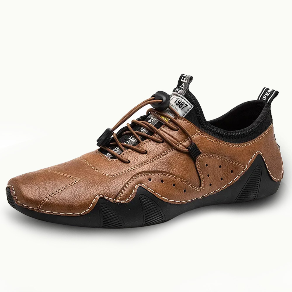 Tan Quick-Lace - Ailongcity® Crafted Casual Leather Shoes: Artisan Detailing with Effortless Wearability for Urban Explorers