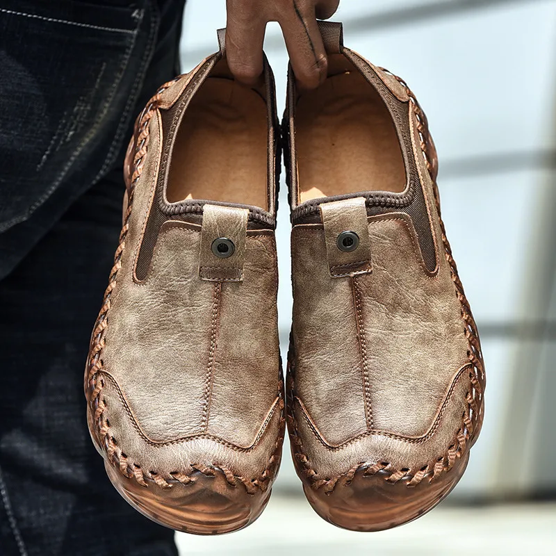 Ailongcity®Men's Handcrafted Genuine Leather Moccasins Foot Wear