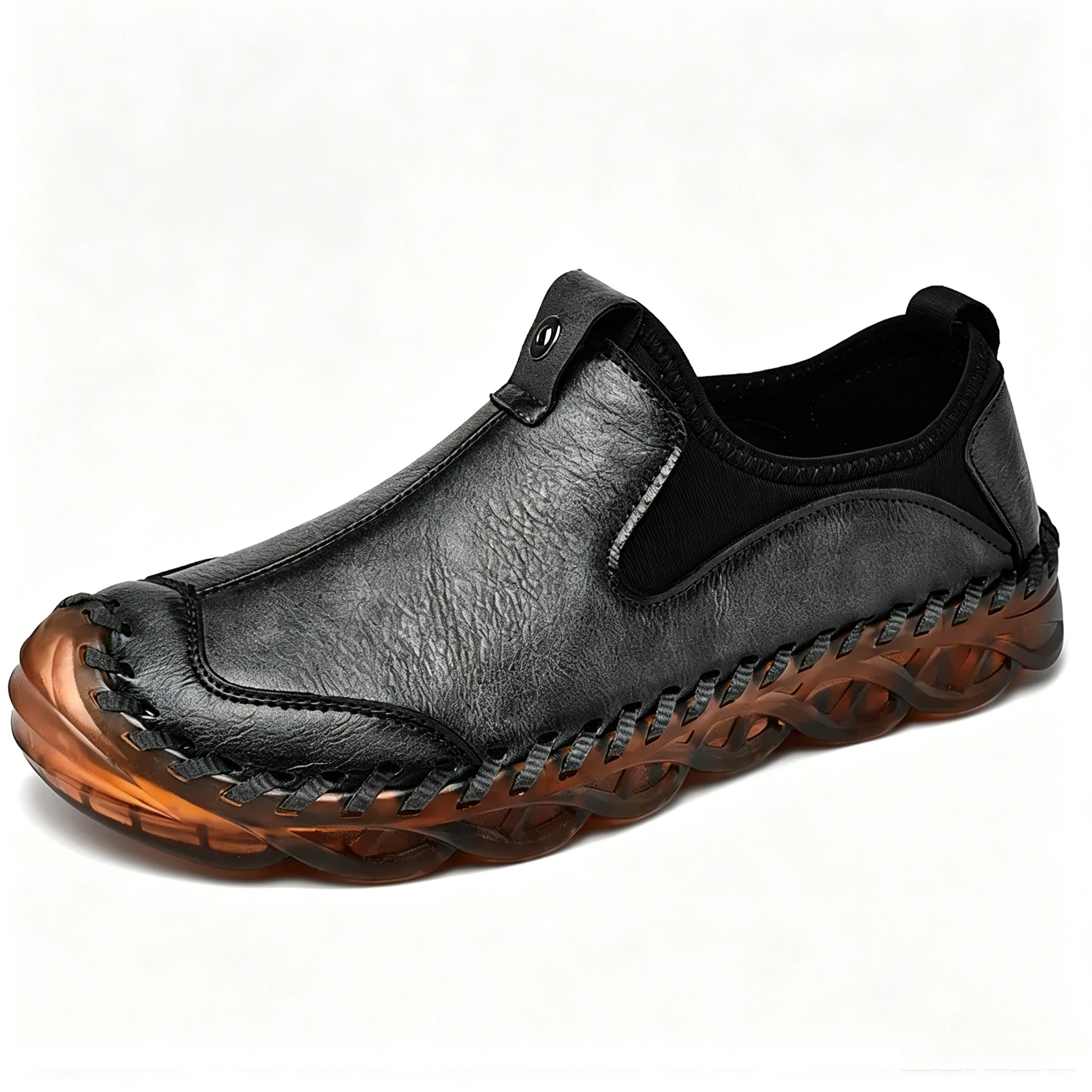 Tan Artisan Woven - Ailongcity® Slip-On Leather Shoes: Handcrafted Elegance with Cloud-Like Comfort