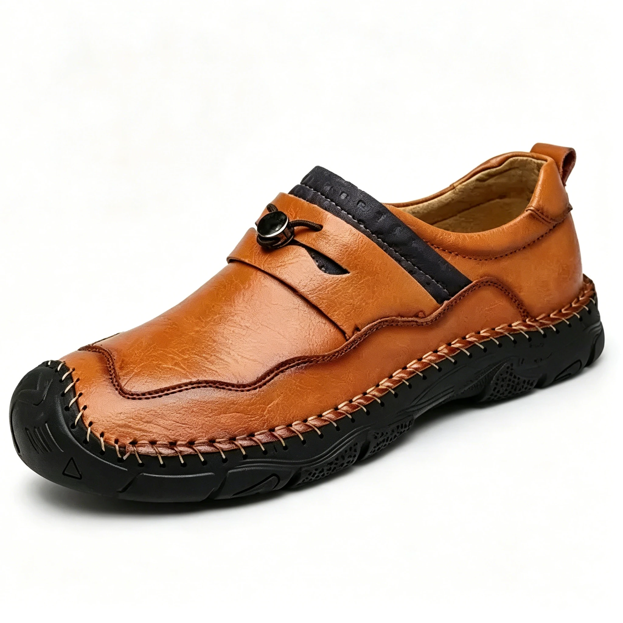 Tan Crafted - Ailongcity® Slip-On Casual Leather Shoes: Artisan Design with Effortless Everyday Appeal