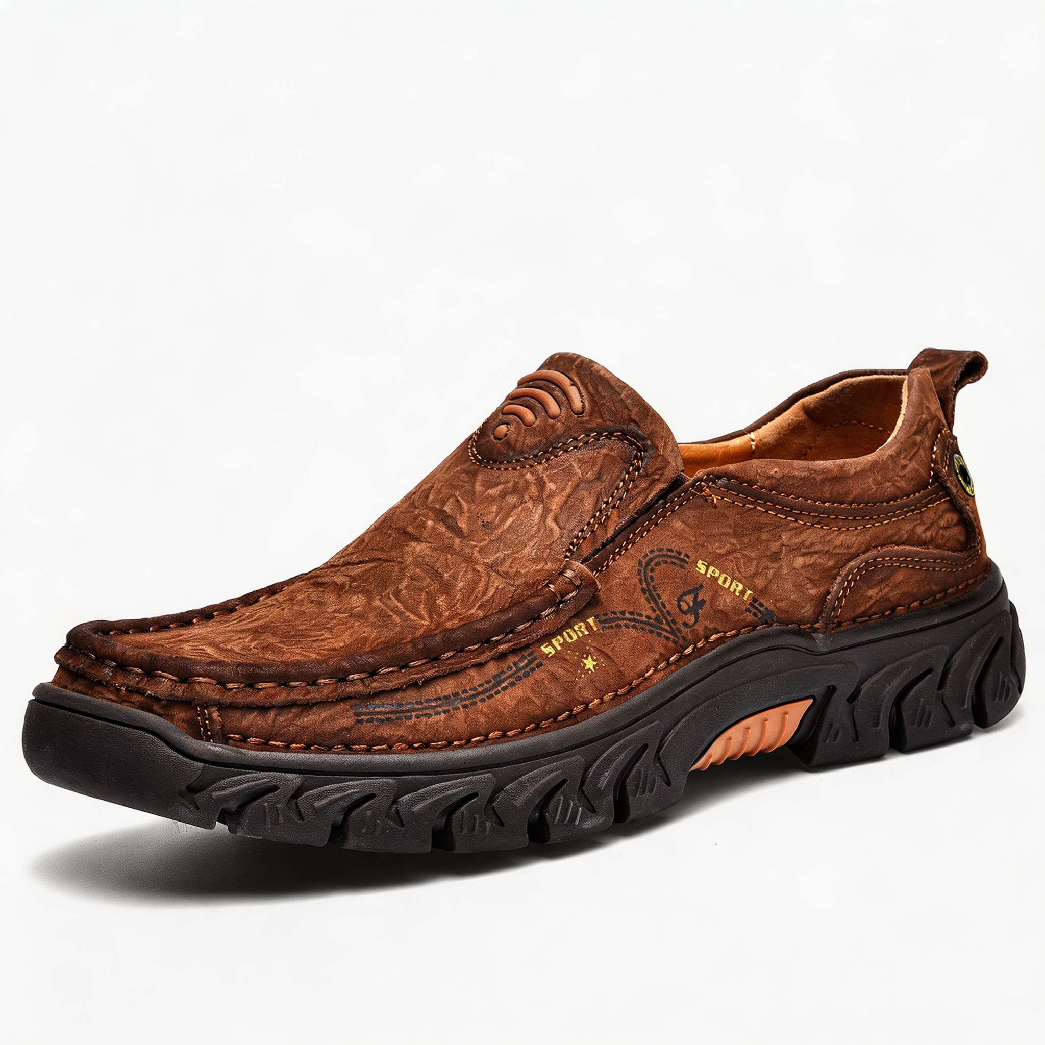 Tan Leather Sporty - Ailongcity® Slip-On Casual Shoes: Artisan Craftsmanship with Rugged Comfort for Active Lifestyles
