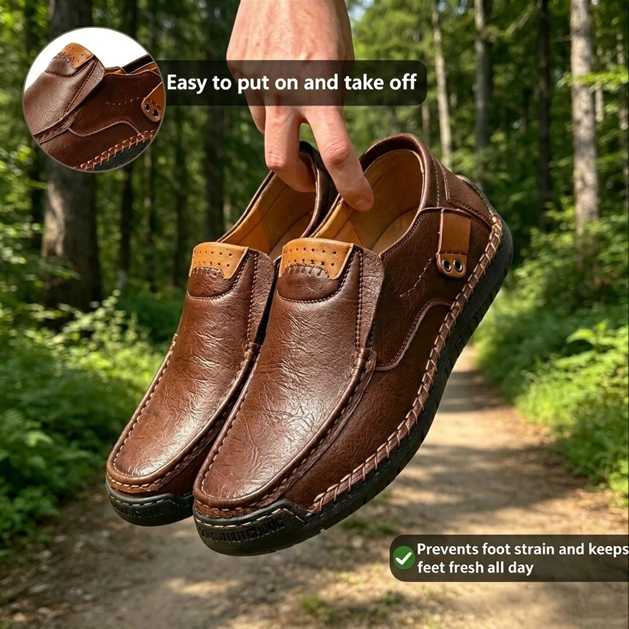 Brown Craft Loafer - Ailongcity® Timeless Leather Comfort for Effortless Daily Eleganc Men's Handmade Genuine Leather Slip-On Loafers by Ailongcity®