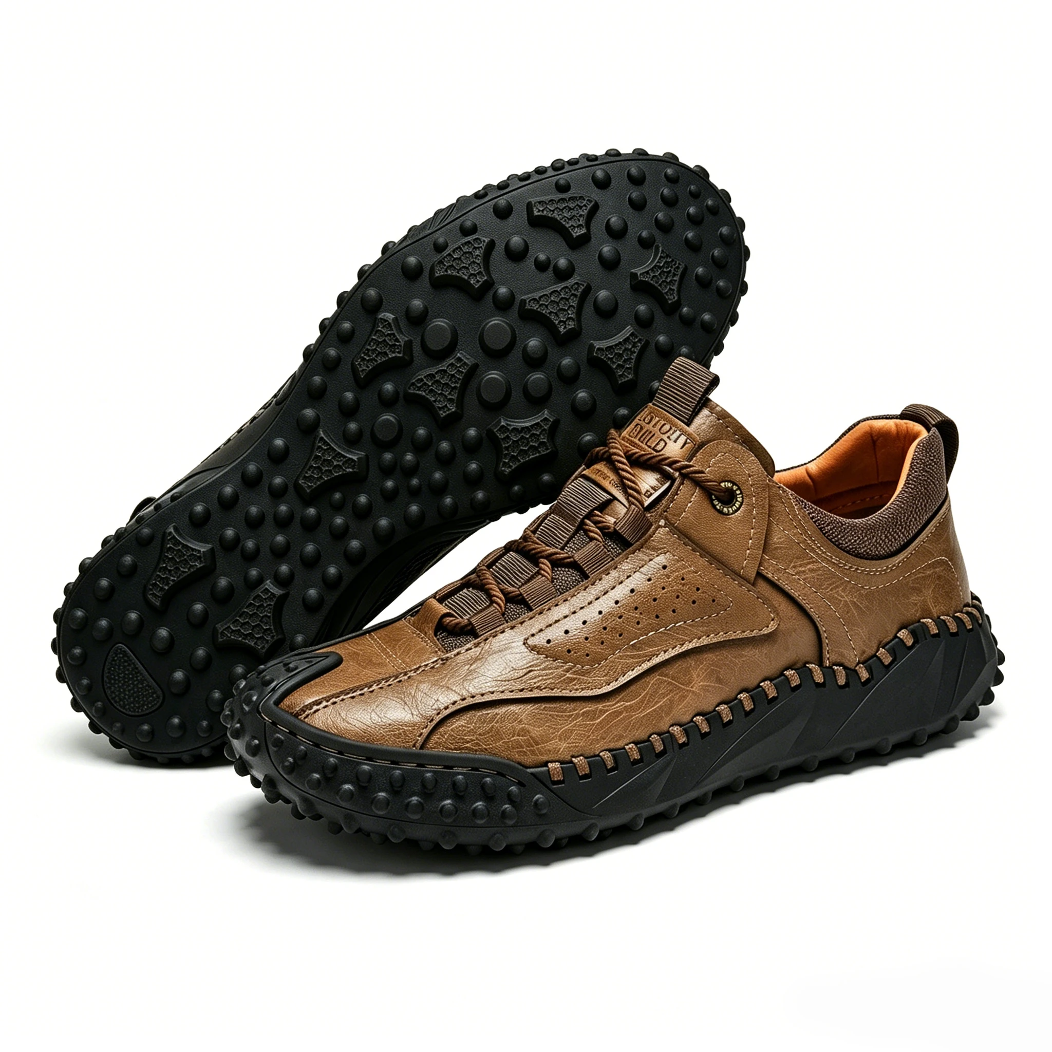Rugged Grip - Ailongcity® Outdoor Brown Sneakers: Trail-Ready Toughness with Artisan Craftsmanship co-Friendly Leather Orthopedic Shoes