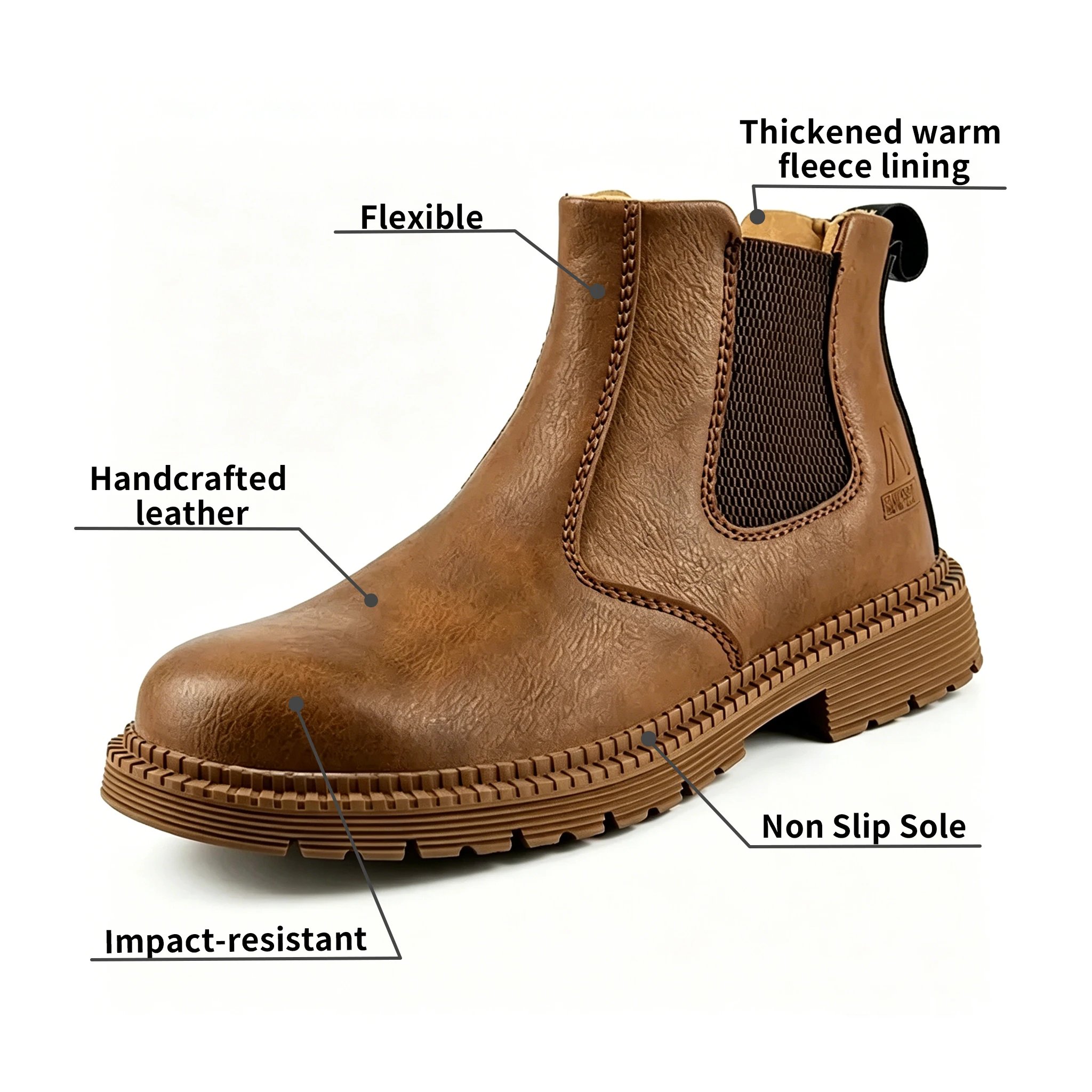 Rugged Shield - Ailongcity® Chelsea Safety Boots: Blend of Style and Industrial Protection Winter Boots For Work Oil-proof Safety Orthopedic Shoes