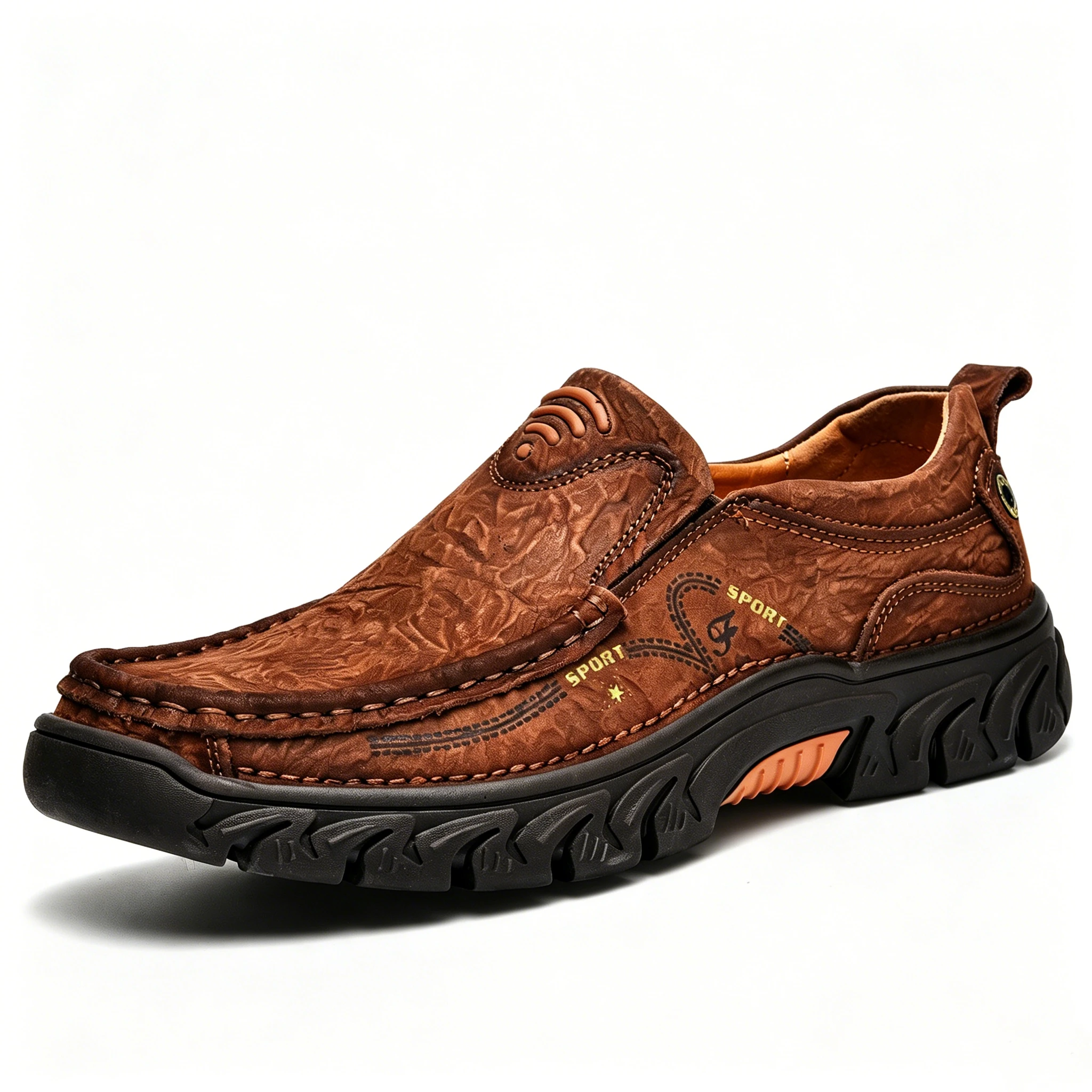 Tan Leather Sporty - Ailongcity® Slip-On Casual Shoes: Artisan Craftsmanship with Rugged Comfort for Active Lifestyles