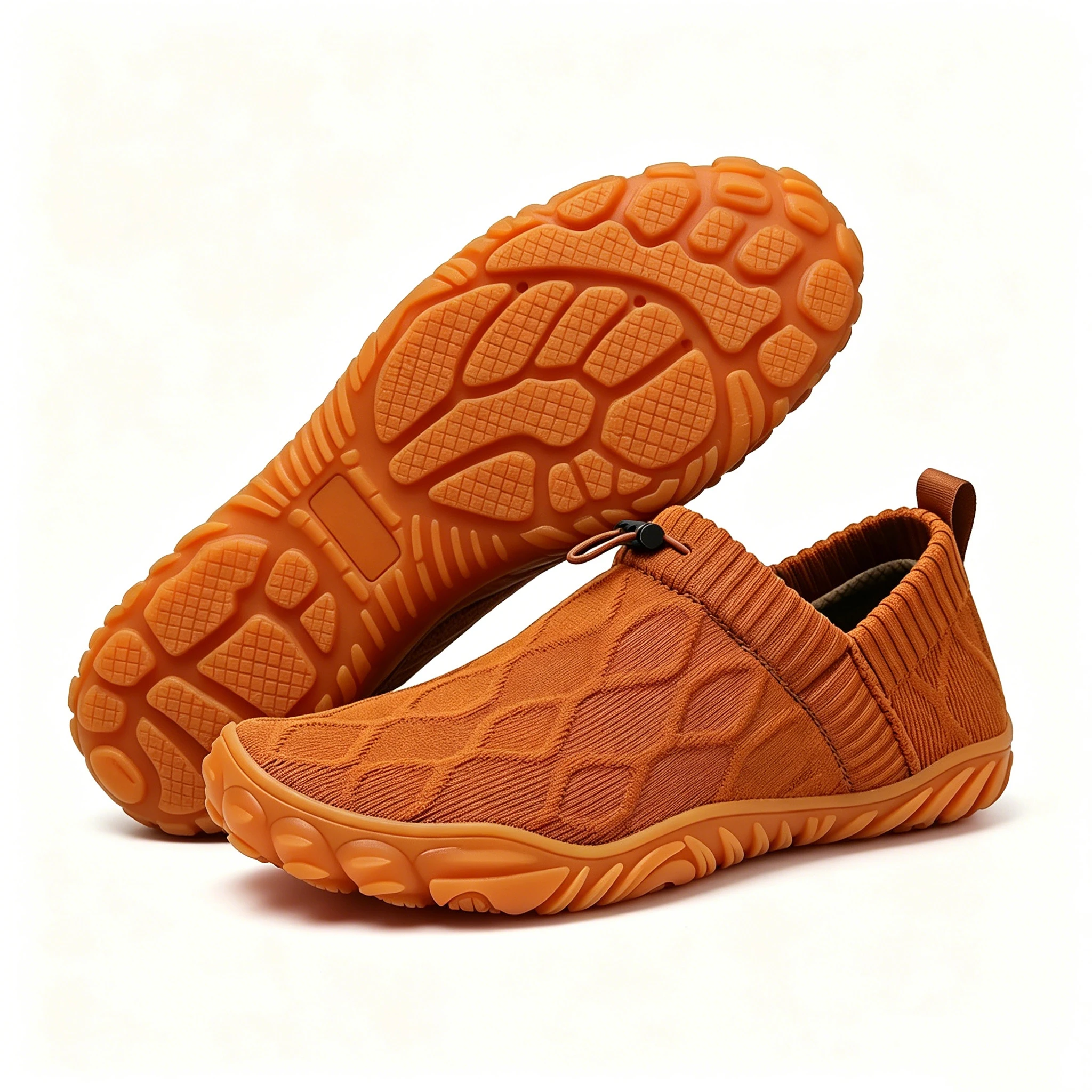 Tan Knit - Ailongcity® Adjustable Slip-On Outdoor Sneakers: Adaptive Knit Comfort with Rugged Grip for Active Explorers