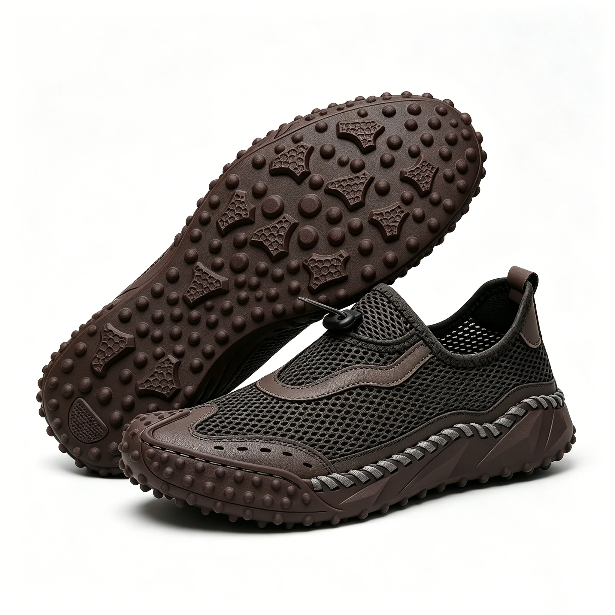 Khaki Mesh - Ailongcity® Adjustable Outdoor Sneakers Max Breathability with Rugged Traction for Summer Adventures