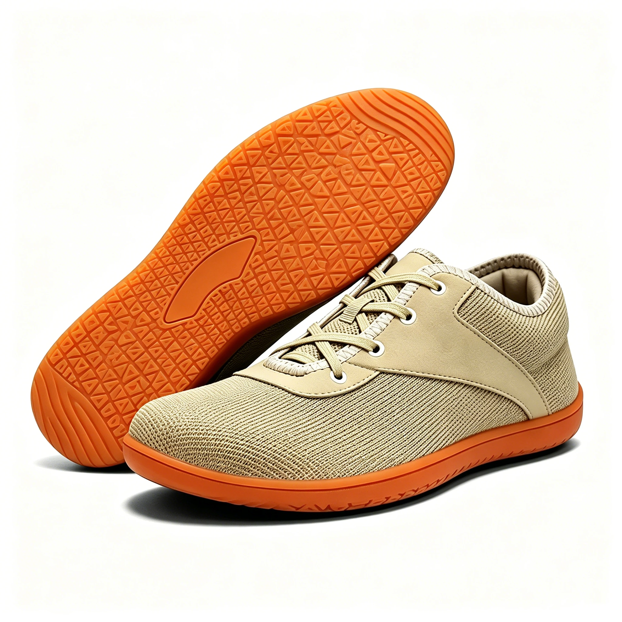 Beige Knit - Ailongcity® Lace-Up Minimalist Sneakers Breathable Simplicity for Everyday Versatility