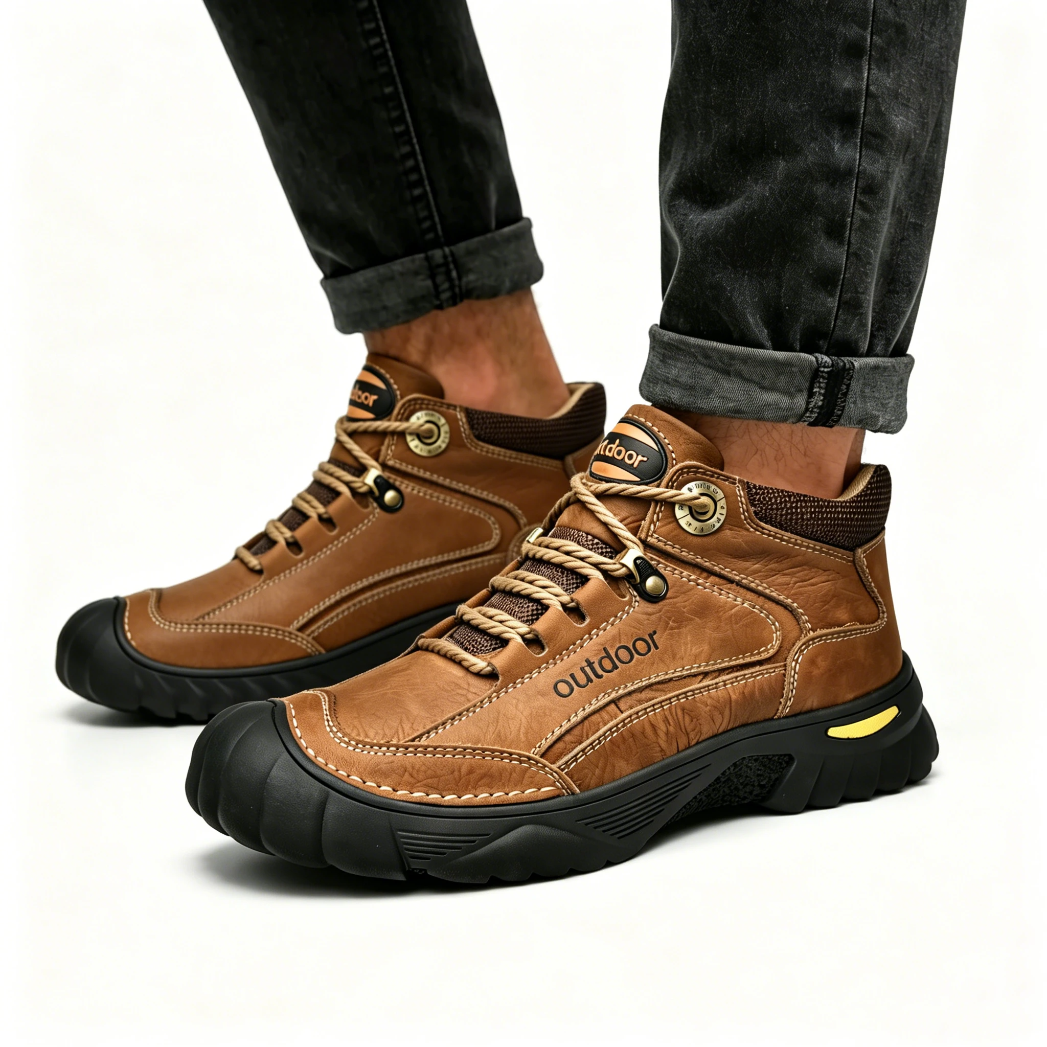 Brown Explorer  - Ailongcity® Outdoor Adventure Hiking Boots Durable Design for Trail Exploration