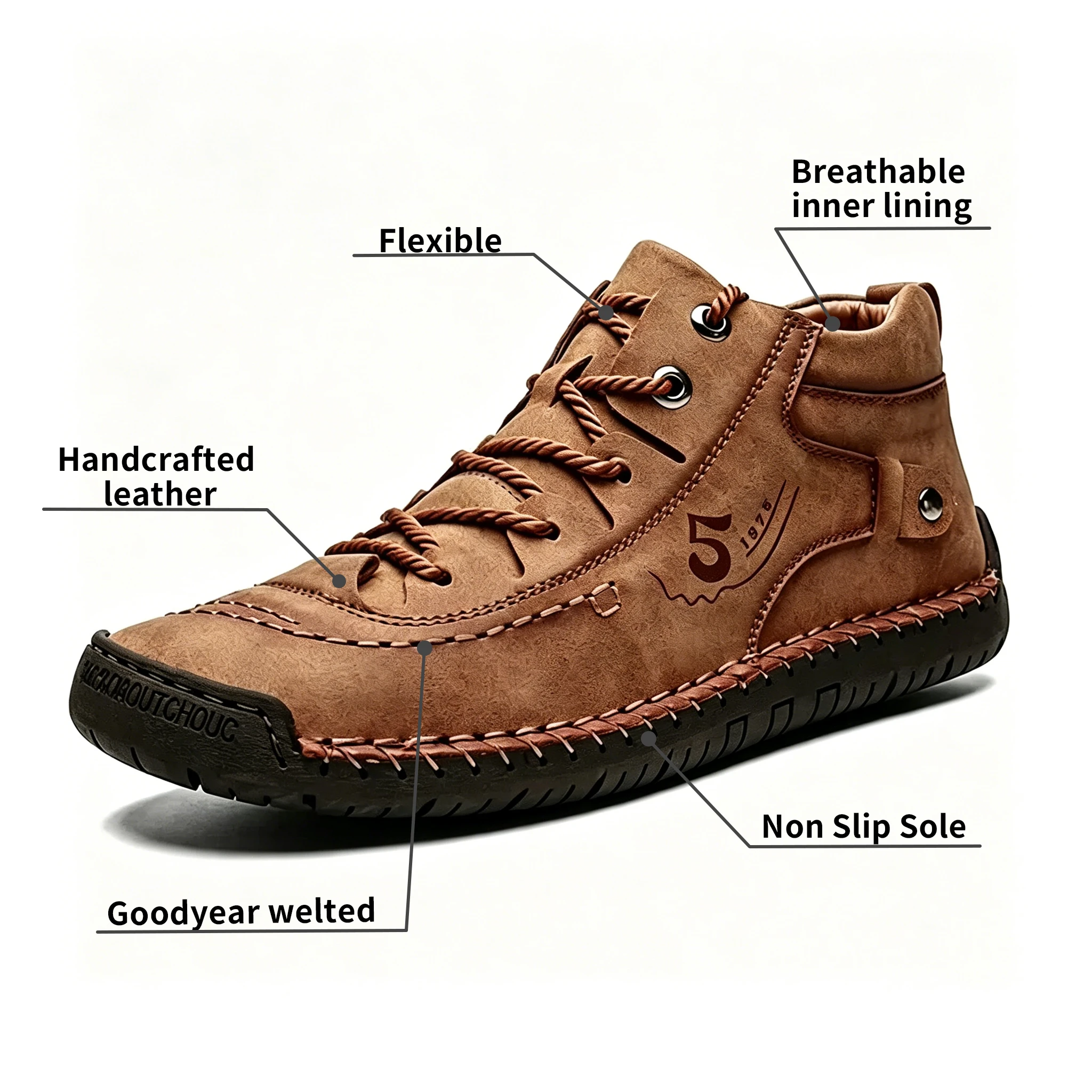 Tan Vintage - Ailongcity® Lace-Up Ankle Boots: Retro Charm with Rugged Versatility