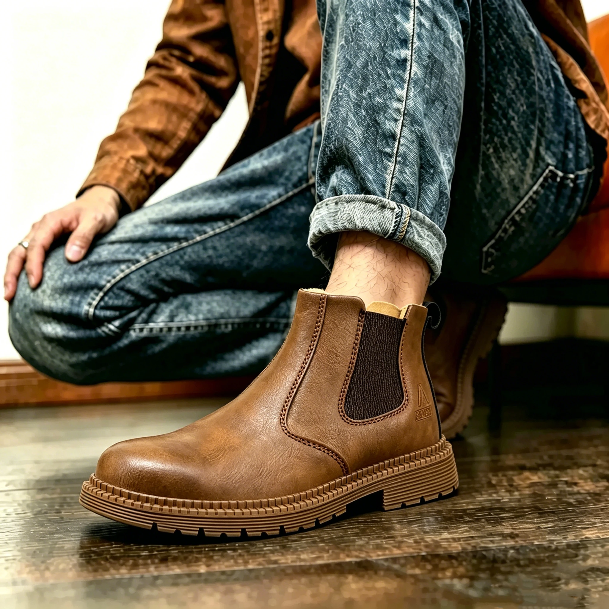Rugged Shield - Ailongcity® Chelsea Safety Boots: Blend of Style and Industrial Protection Winter Boots For Work Oil-proof Safety Orthopedic Shoes