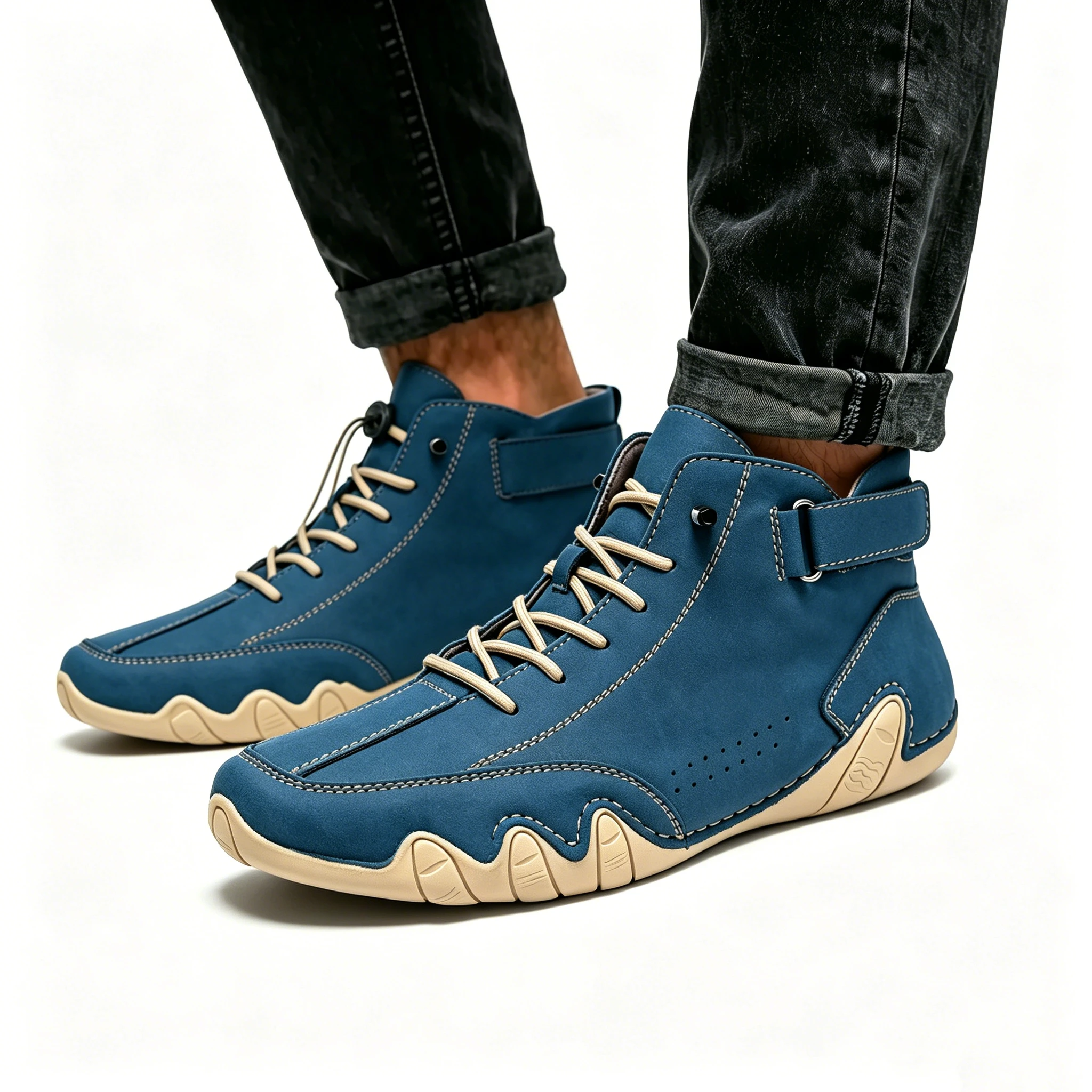 Salkin Azure - Ailongcity® Artisan High-Tops: Handcrafted Leather Design for Bold Urban Sophistication