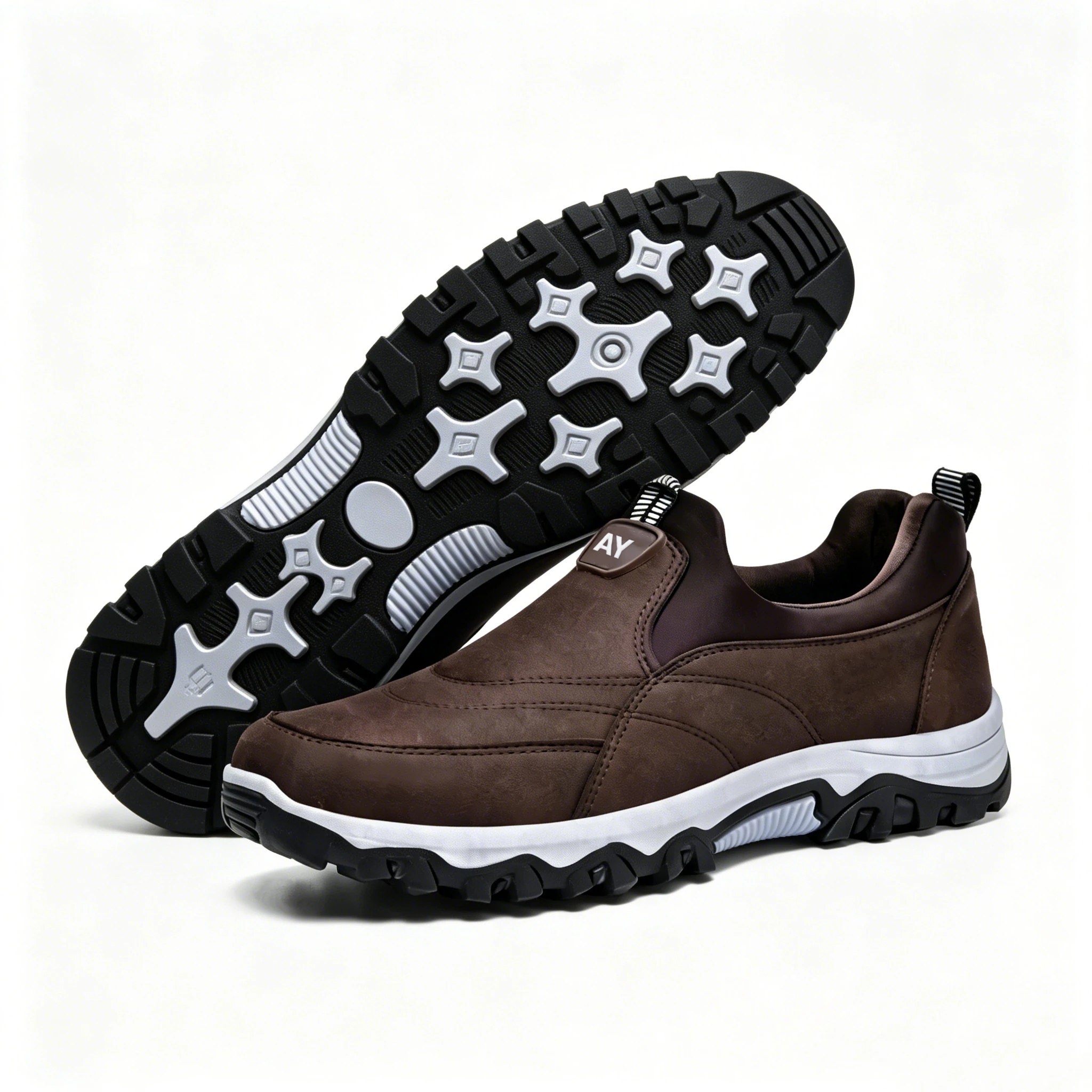 Fleece-Lined - Ailongcity® Brown Leather Winter Slip-On Boots: Rugged Warmth with Effortless Style for Cold-Weather Adventures