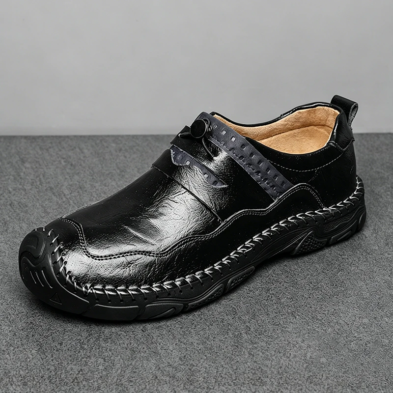Tan Crafted - Ailongcity® Slip-On Casual Leather Shoes: Artisan Design with Effortless Everyday Appeal