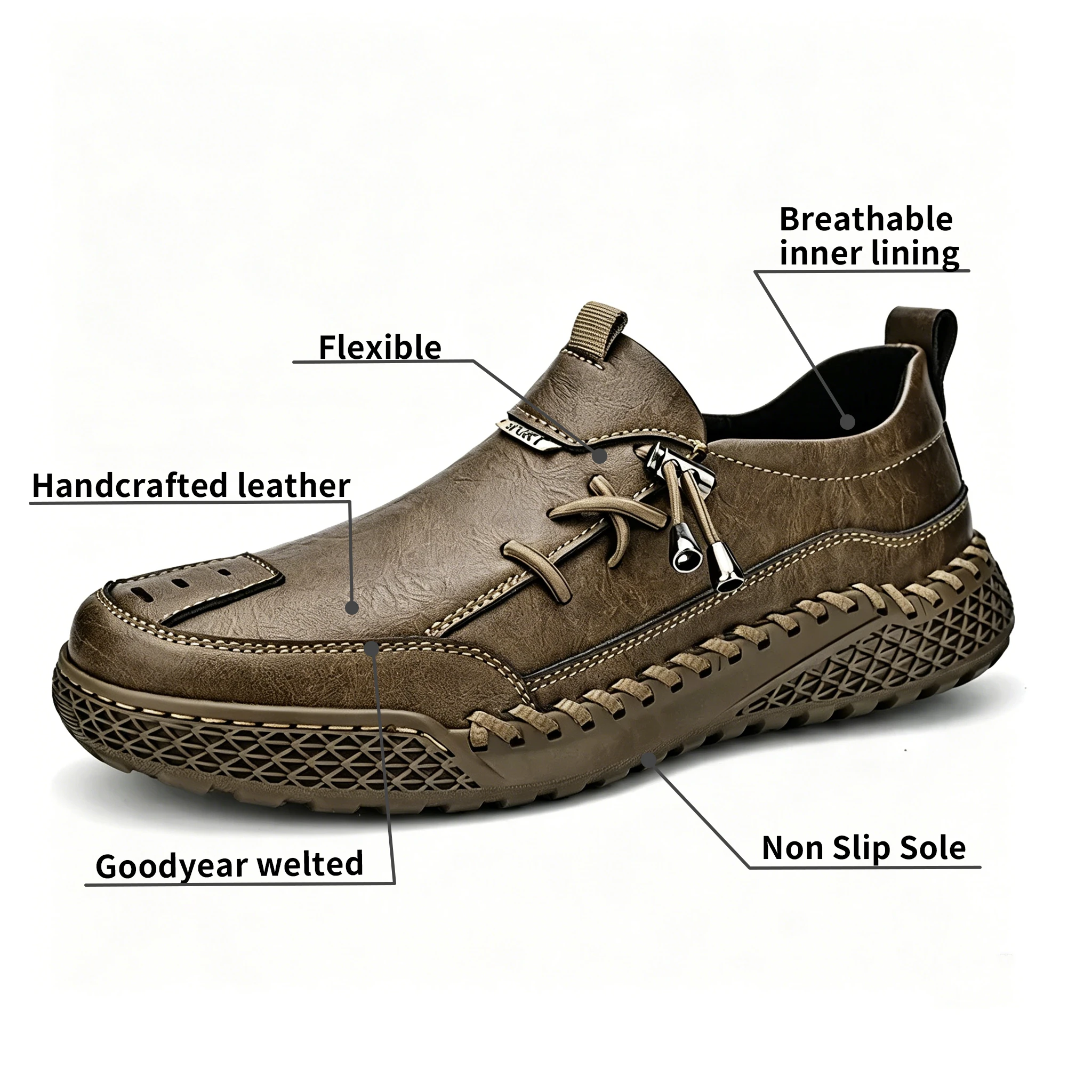 Olive Crafted - Ailongcity® Slip-On Casual Shoes: Artisan Detailing with Effortless Wearability