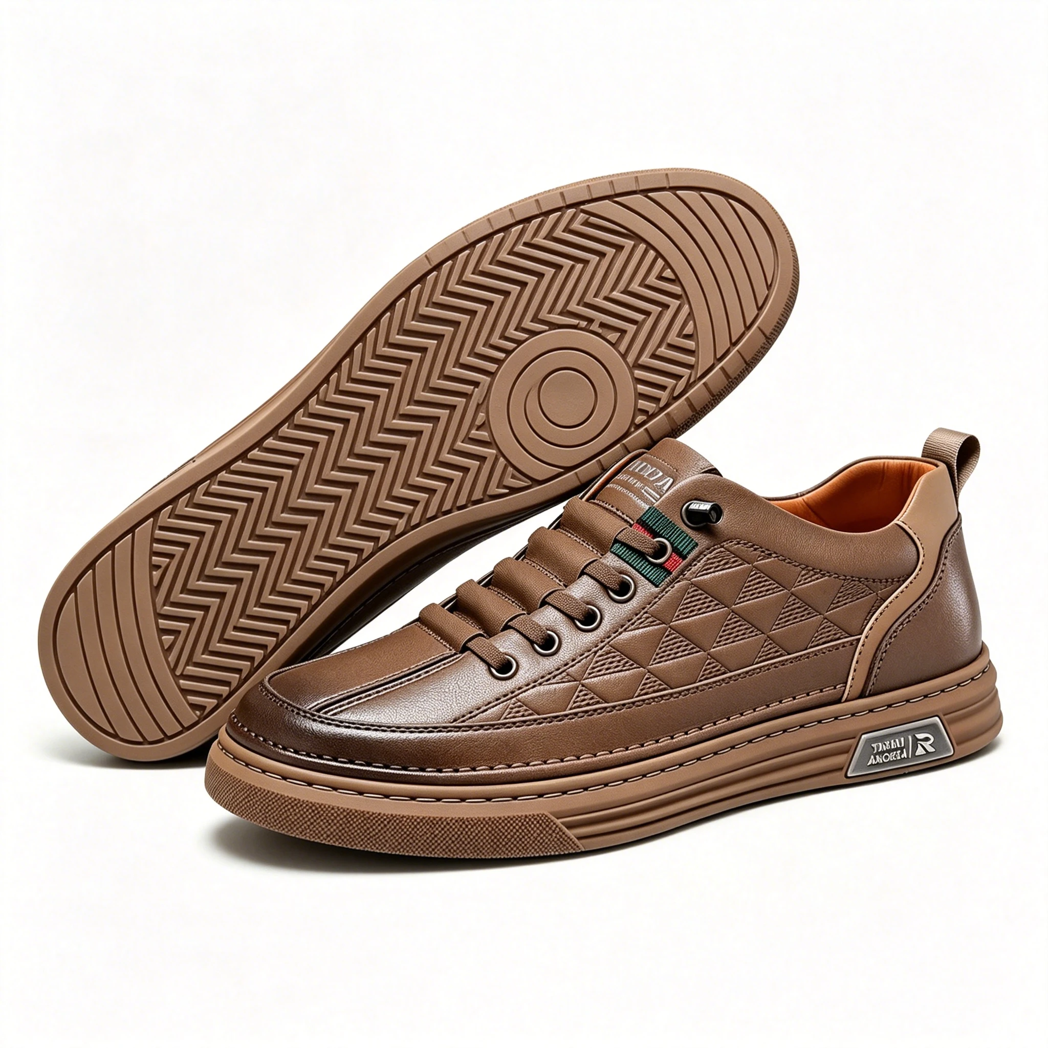 Black Chic - Ailongcity® Patterned Lace-Up Sneakers: Sophisticated Street Style with Signature Detailing