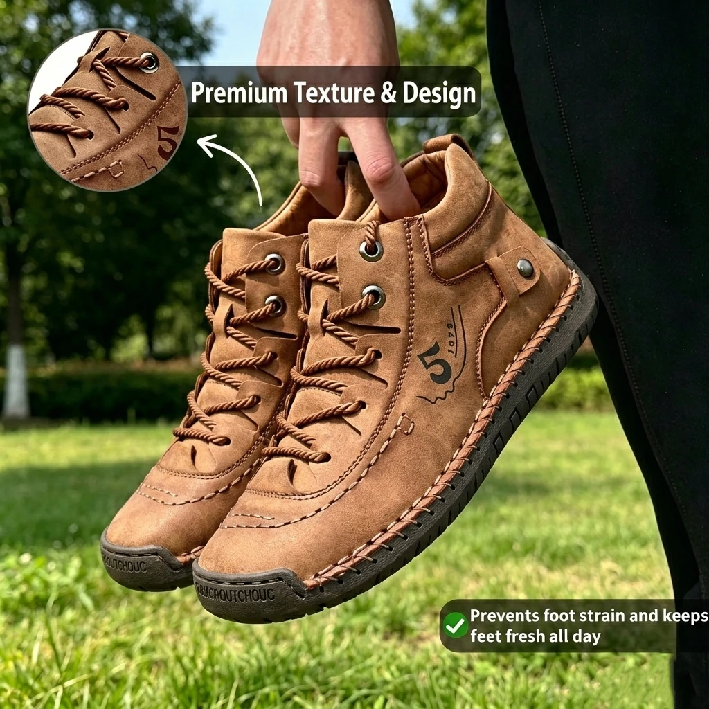 Tan Vintage - Ailongcity® Lace-Up Ankle Boots: Retro Charm with Rugged Versatility