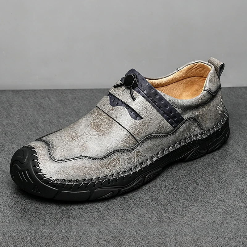 Tan Crafted - Ailongcity® Slip-On Casual Leather Shoes: Artisan Design with Effortless Everyday Appeal