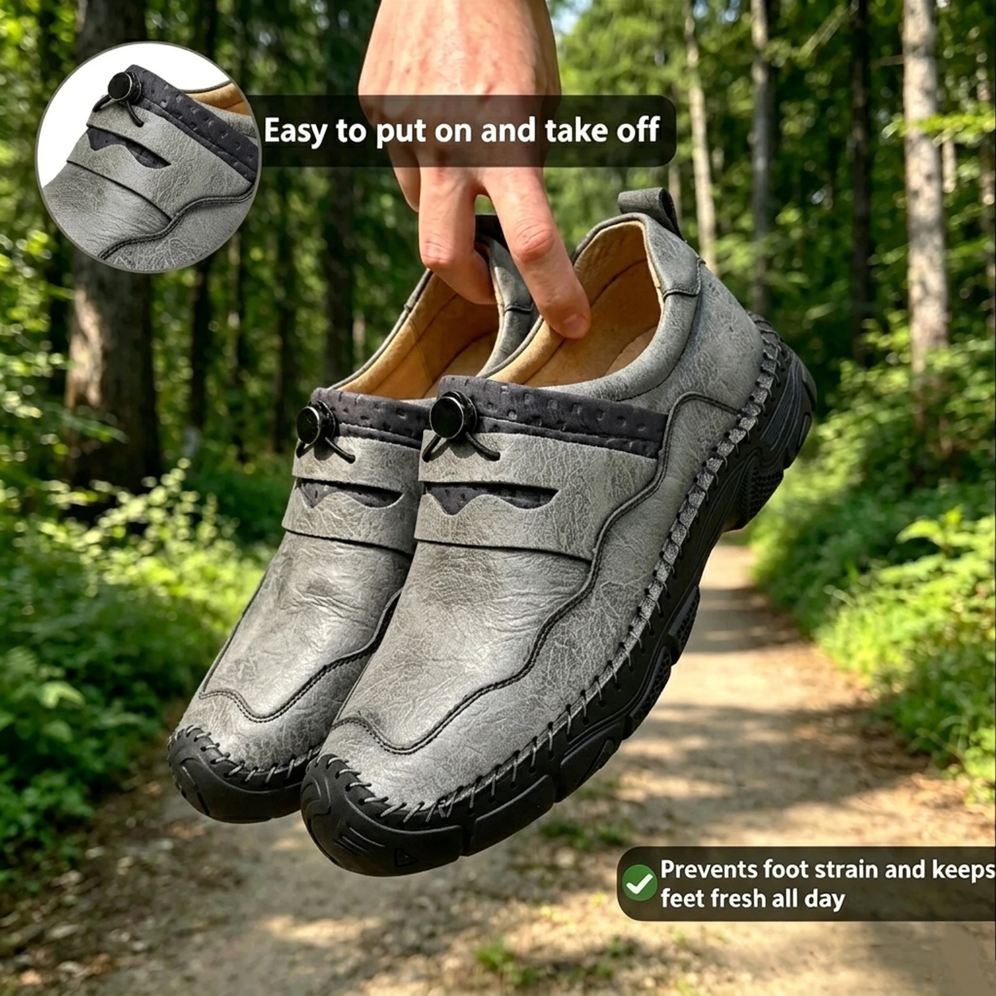 Tan Crafted - Ailongcity® Slip-On Casual Leather Shoes: Artisan Design with Effortless Everyday Appeal
