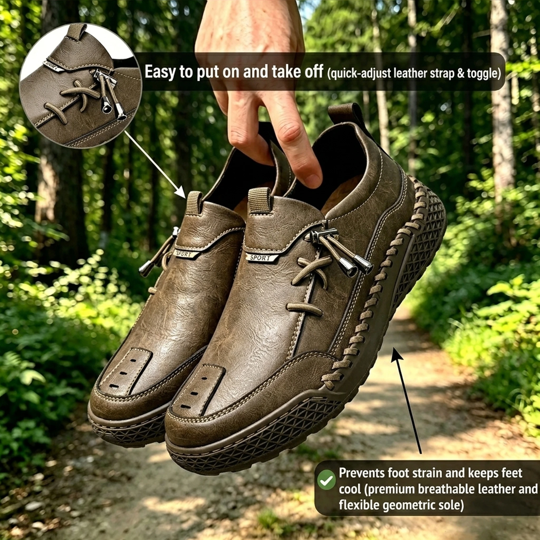 Olive Crafted - Ailongcity® Slip-On Casual Shoes: Artisan Detailing with Effortless Wearability