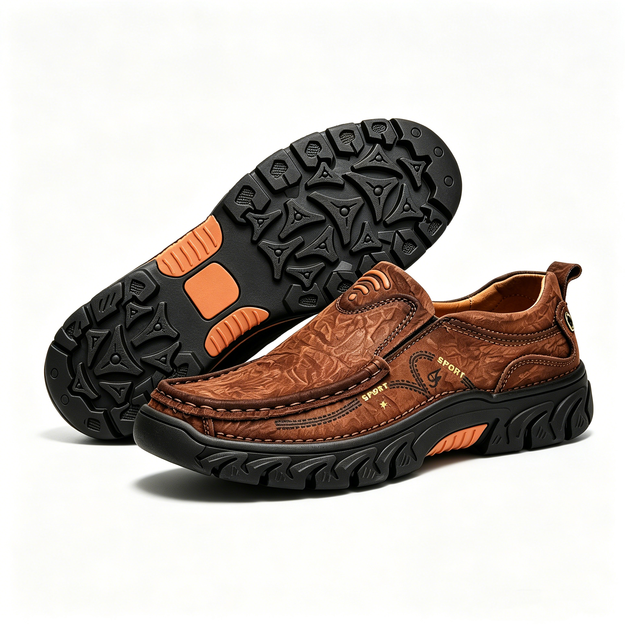 Tan Leather Sporty - Ailongcity® Slip-On Casual Shoes: Artisan Craftsmanship with Rugged Comfort for Active Lifestyles