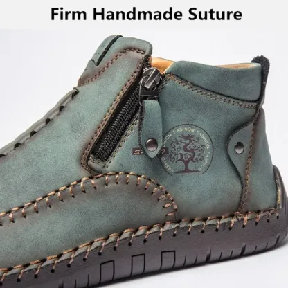 Zipper Plush Ankle Leather Orthopedic Shoes For Men Nonslip Boots