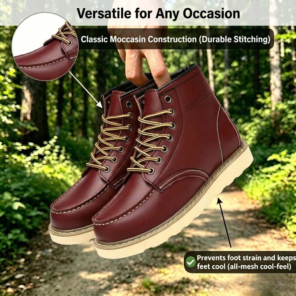 Burgundy Classic - Ailongcity® Lace-Up Work Boots: Timeless Toughness with Retro Flair