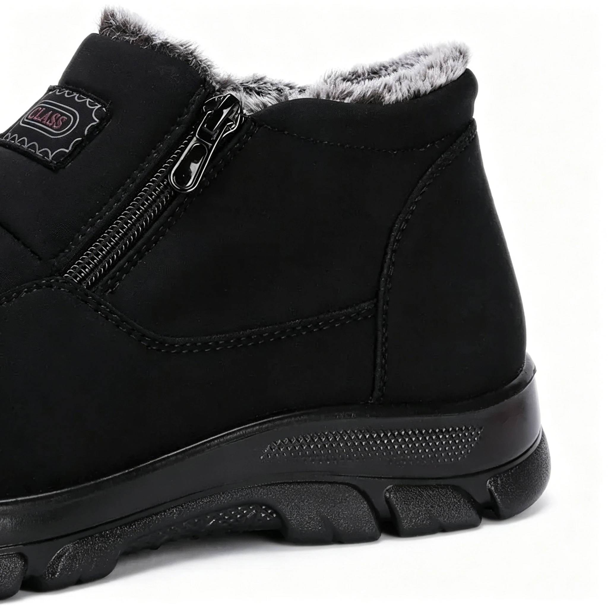 Black Fleece - Ailongcity® Lined Winter Ankle Boots Cozy Warmth with Convenient Zipper Design for Cold Days