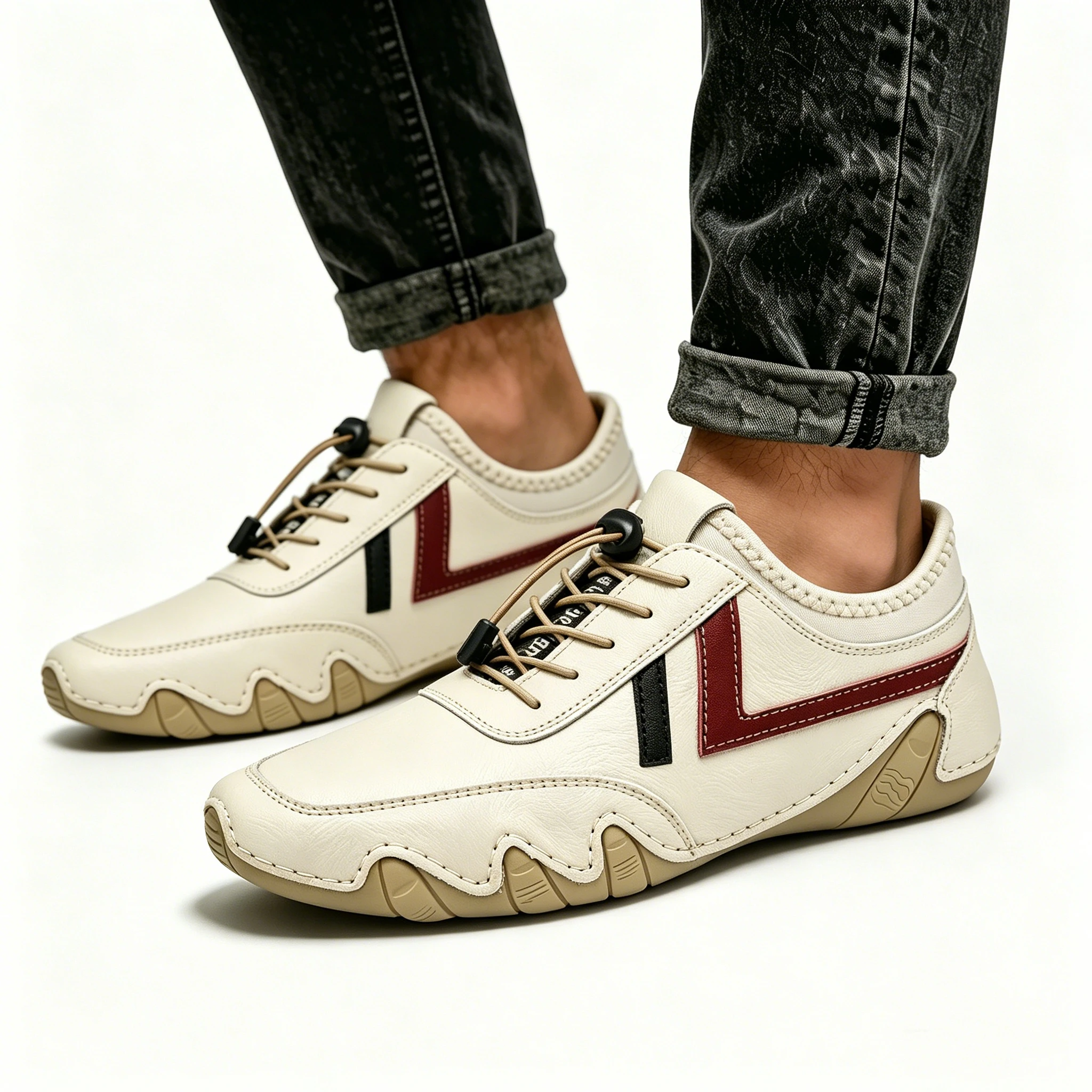 Creamy Leather - Ailongcity® Sporty Driving Shoes: Bold Accent Detailing for Dynamic Urban Style