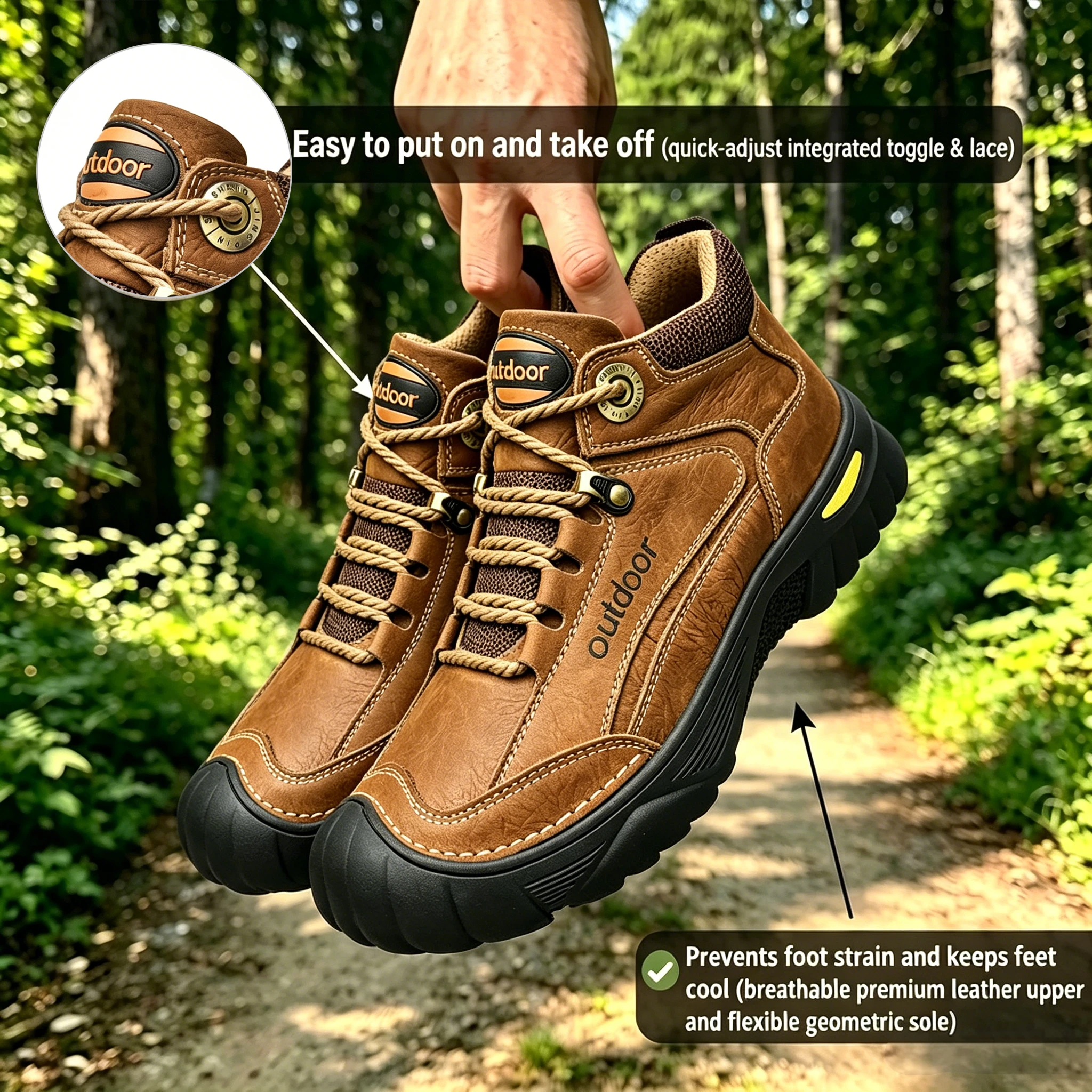 Brown Explorer  - Ailongcity® Outdoor Adventure Hiking Boots Durable Design for Trail Exploration
