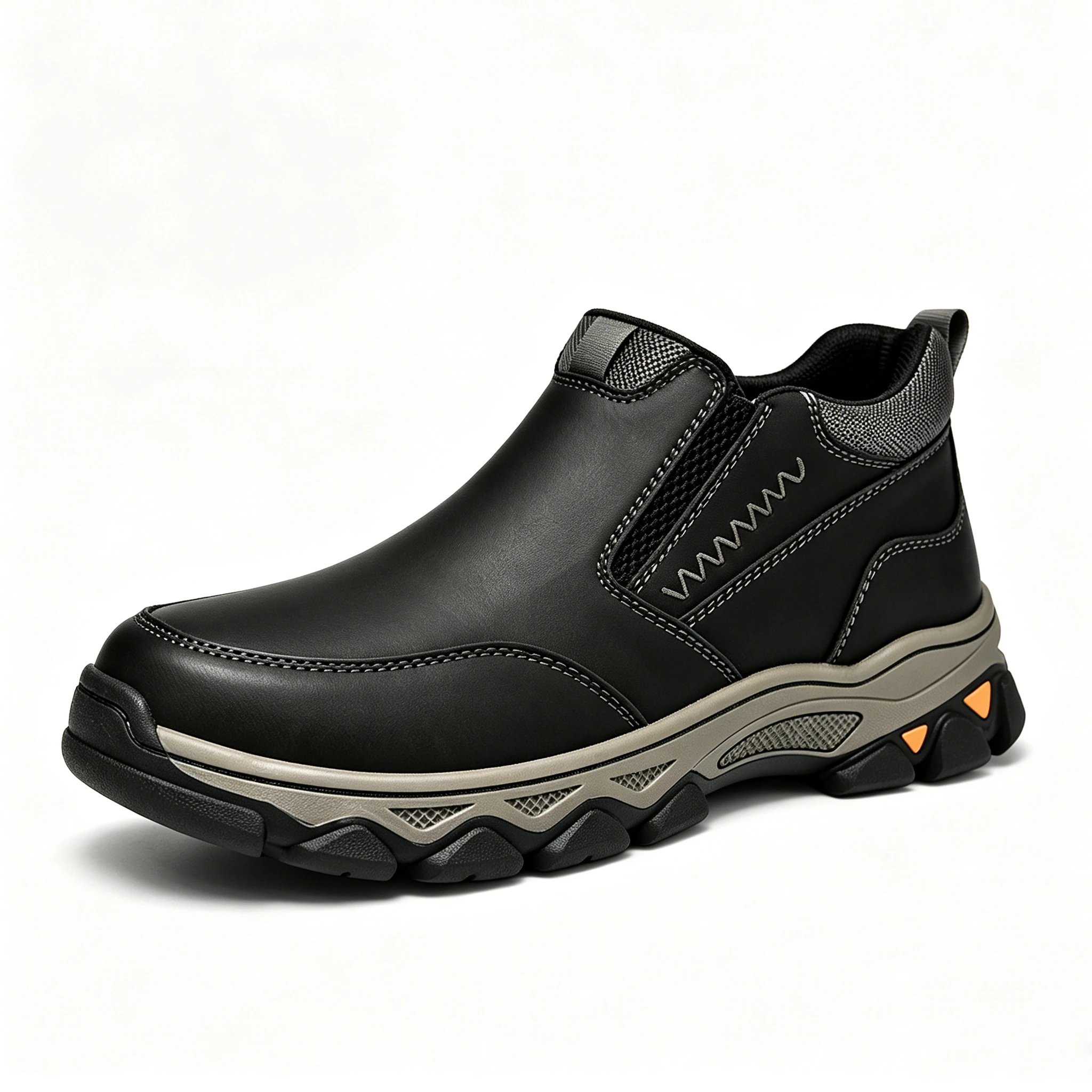 Brown Leather Slip-On - Ailongcity® Outdoor Hiking Shoes: Rugged Comfort with Stylish Detailing for Trail and Urban Explorations