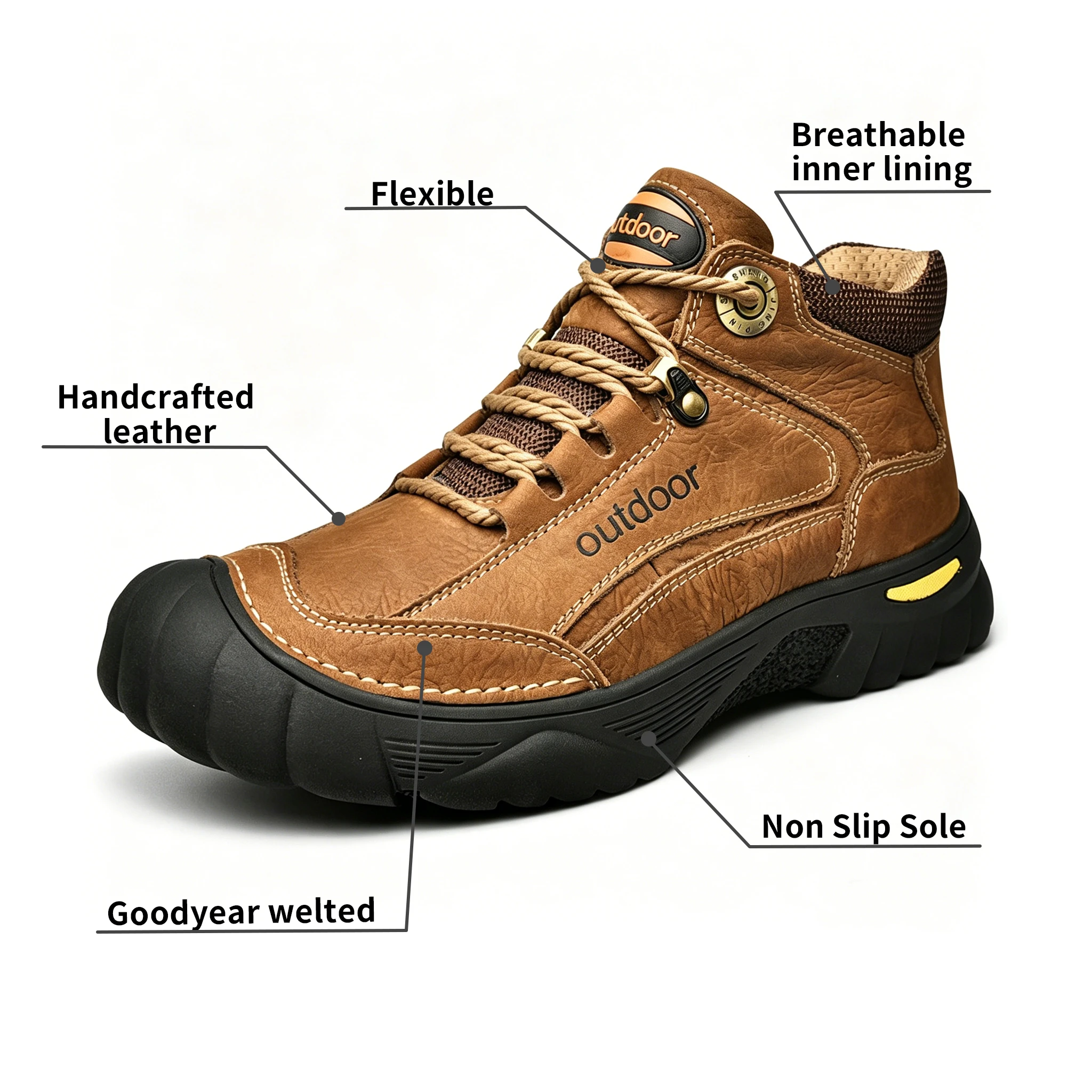 Brown Explorer  - Ailongcity® Outdoor Adventure Hiking Boots Durable Design for Trail Exploration