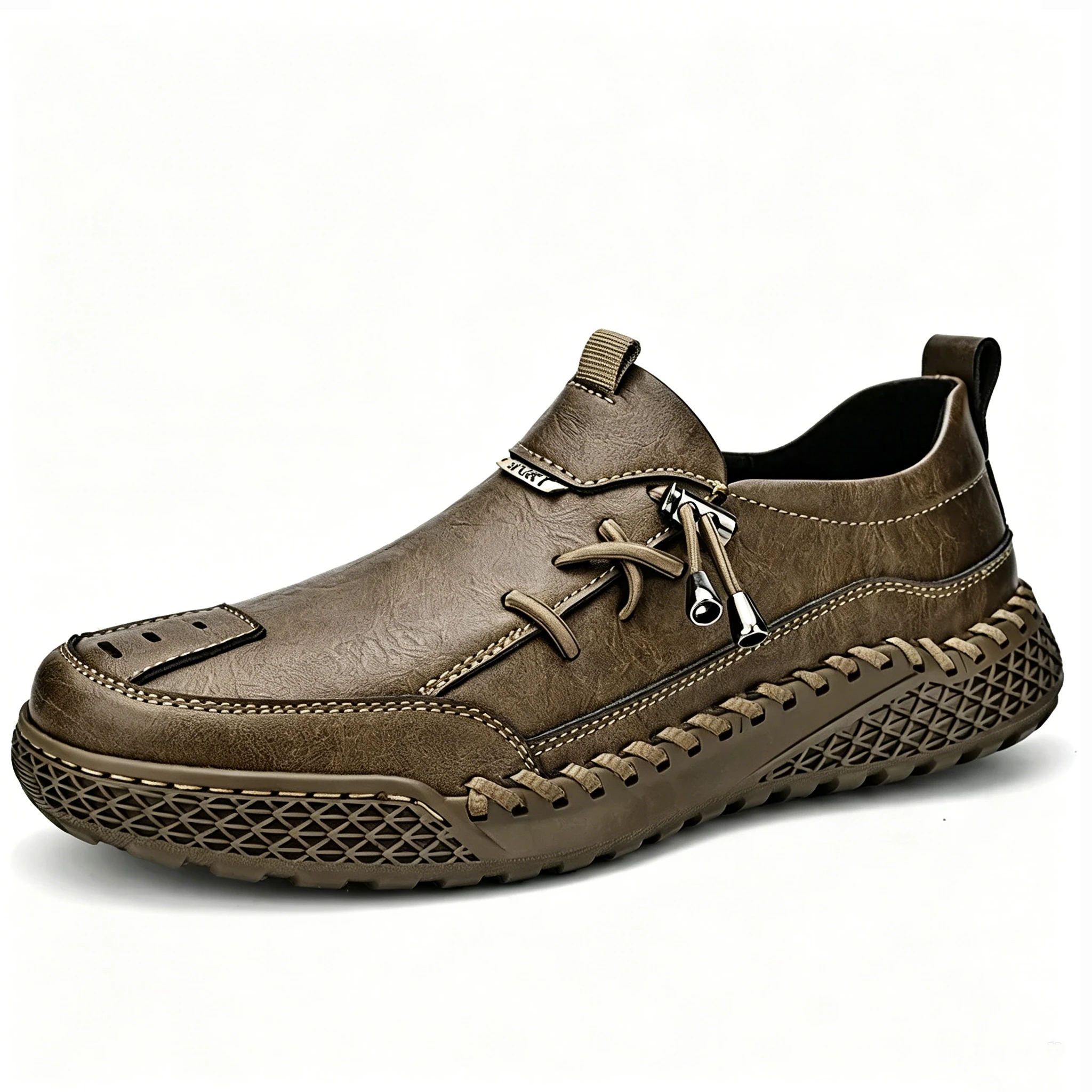 Olive Crafted - Ailongcity® Slip-On Casual Shoes: Artisan Detailing with Effortless Wearability