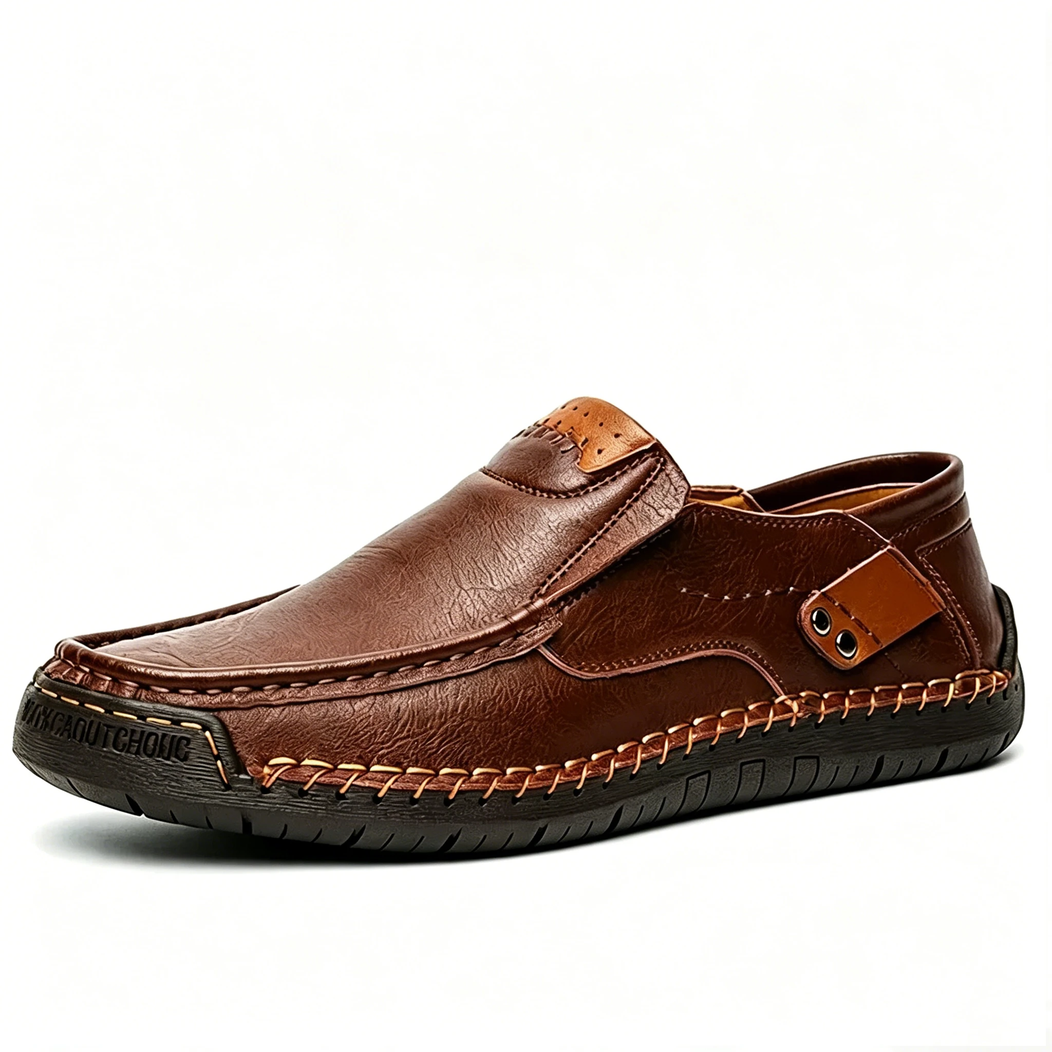 Brown Craft Loafer - Ailongcity® Timeless Leather Comfort for Effortless Daily Eleganc Men's Handmade Genuine Leather Slip-On Loafers by Ailongcity®
