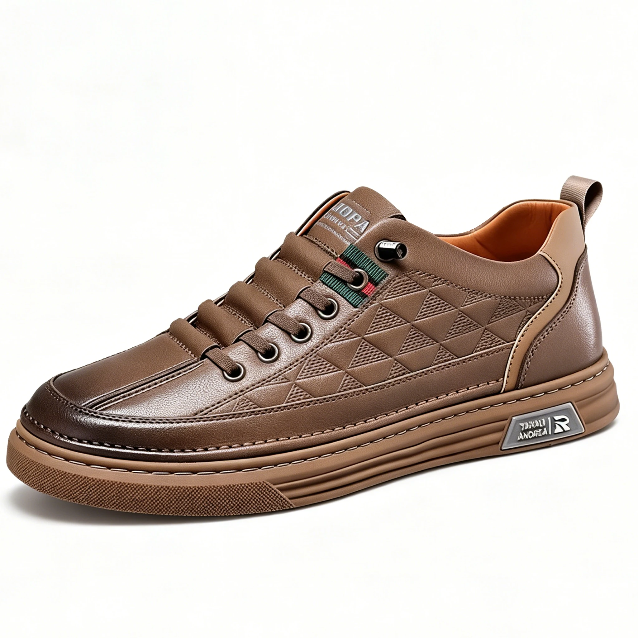 Black Chic - Ailongcity® Patterned Lace-Up Sneakers: Sophisticated Street Style with Signature Detailing