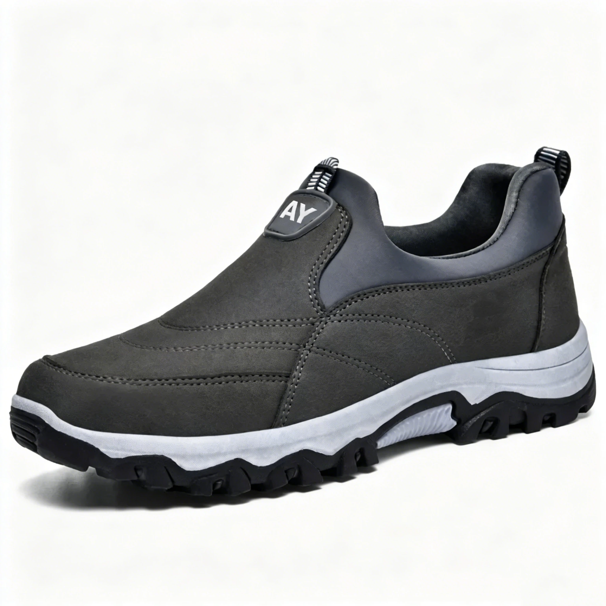 Fleece-Lined - Ailongcity® Brown Leather Winter Slip-On Boots: Rugged Warmth with Effortless Style for Cold-Weather Adventures