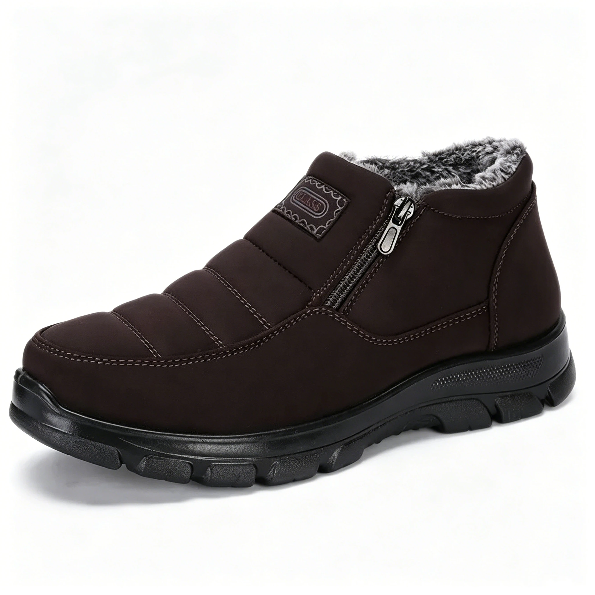 Black Fleece - Ailongcity® Lined Winter Ankle Boots Cozy Warmth with Convenient Zipper Design for Cold Days