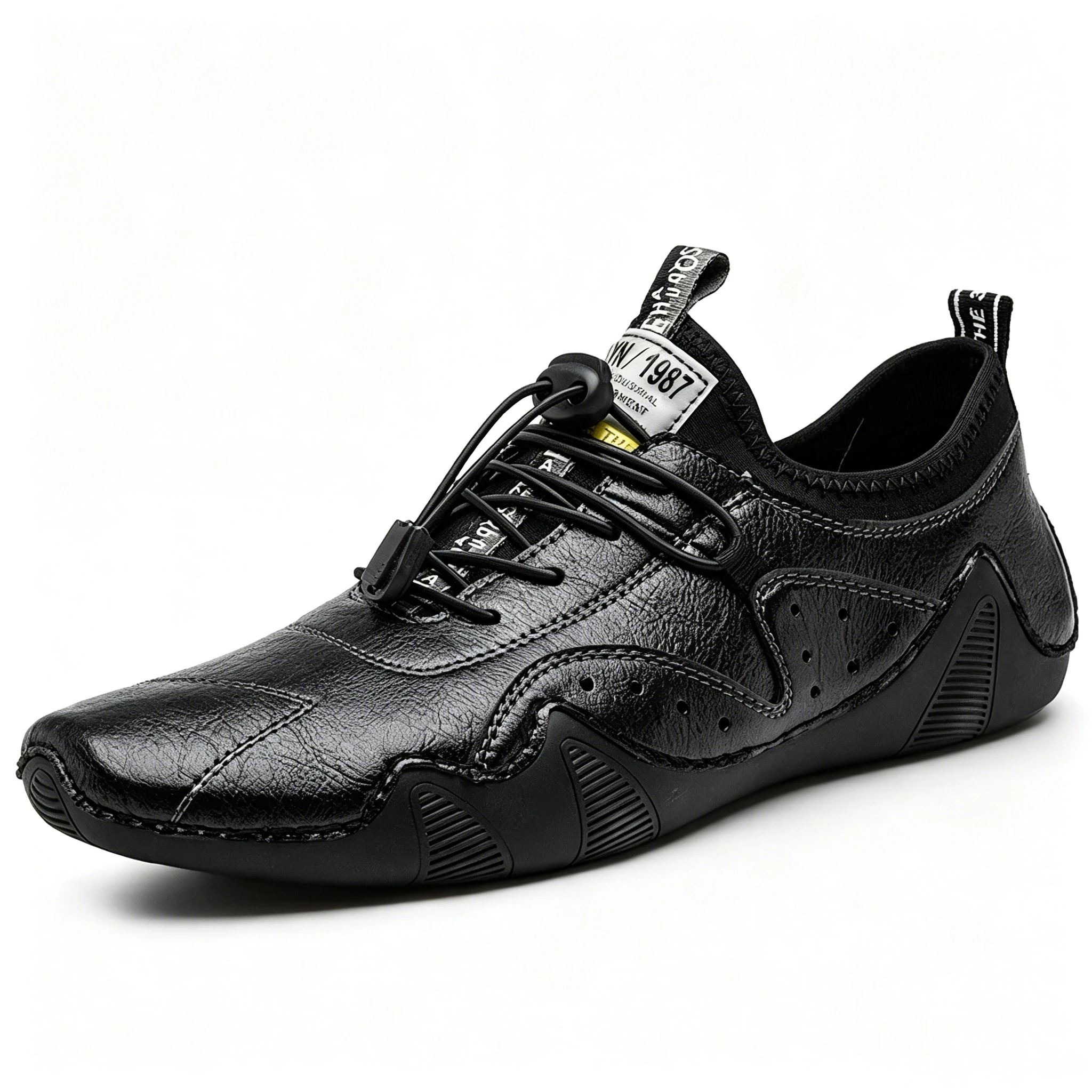 Tan Quick-Lace - Ailongcity® Crafted Casual Leather Shoes: Artisan Detailing with Effortless Wearability for Urban Explorers