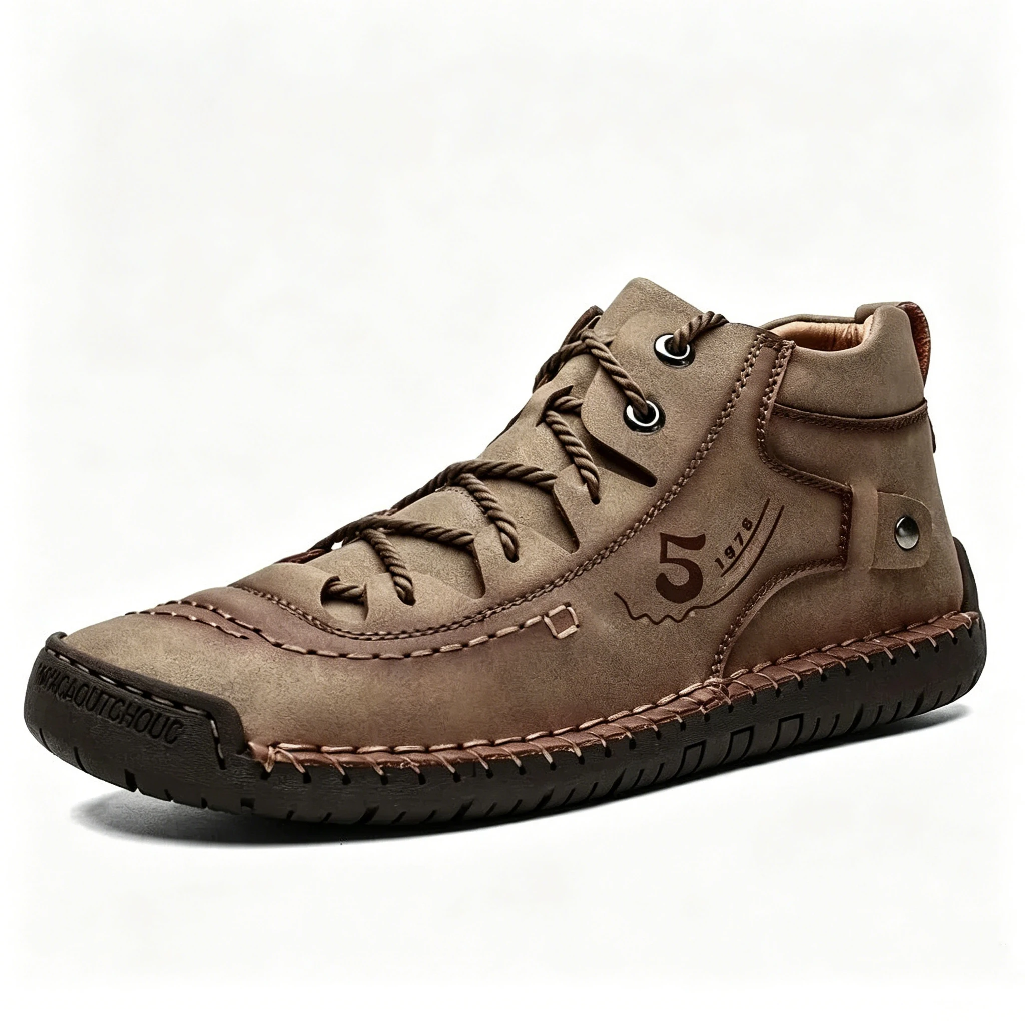 Tan Vintage - Ailongcity® Lace-Up Ankle Boots: Retro Charm with Rugged Versatility
