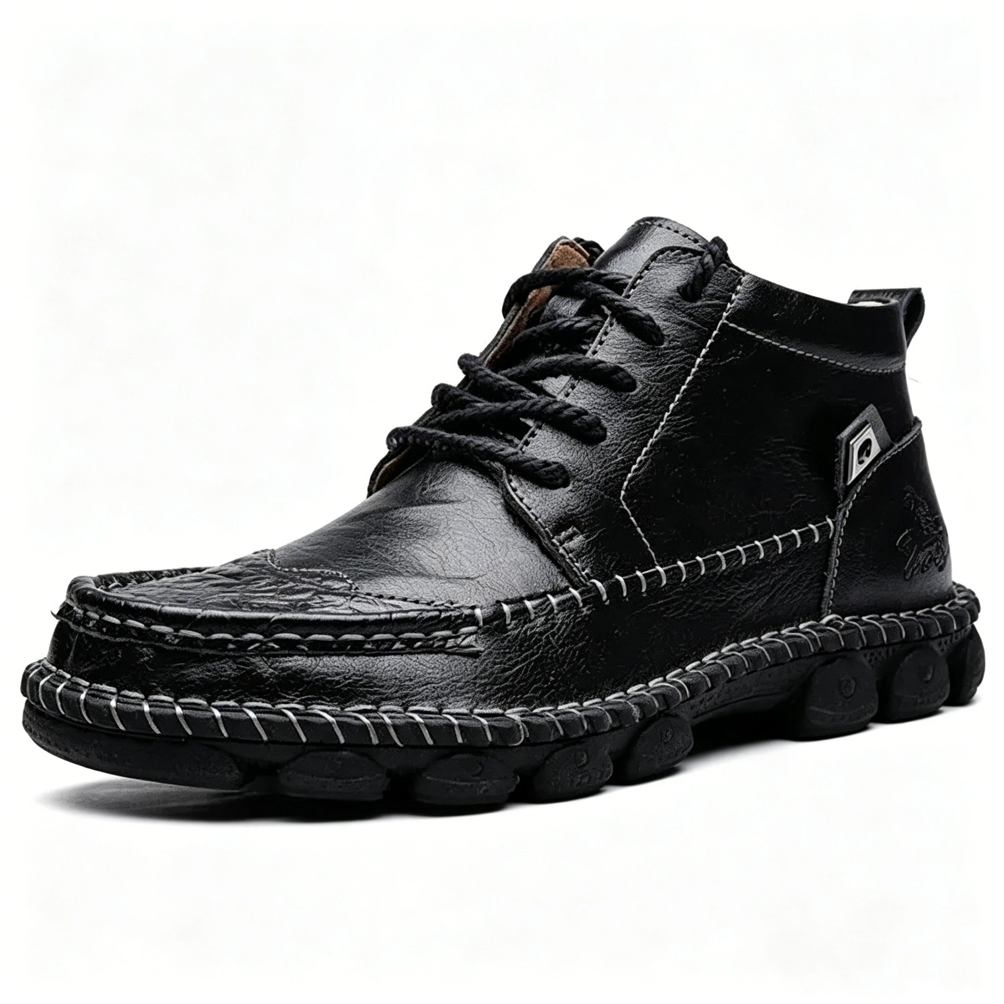 Tan Crafted - Ailongcity® Leather Lace-Up Ankle Boots Artisan Style Meets Durable Comfort