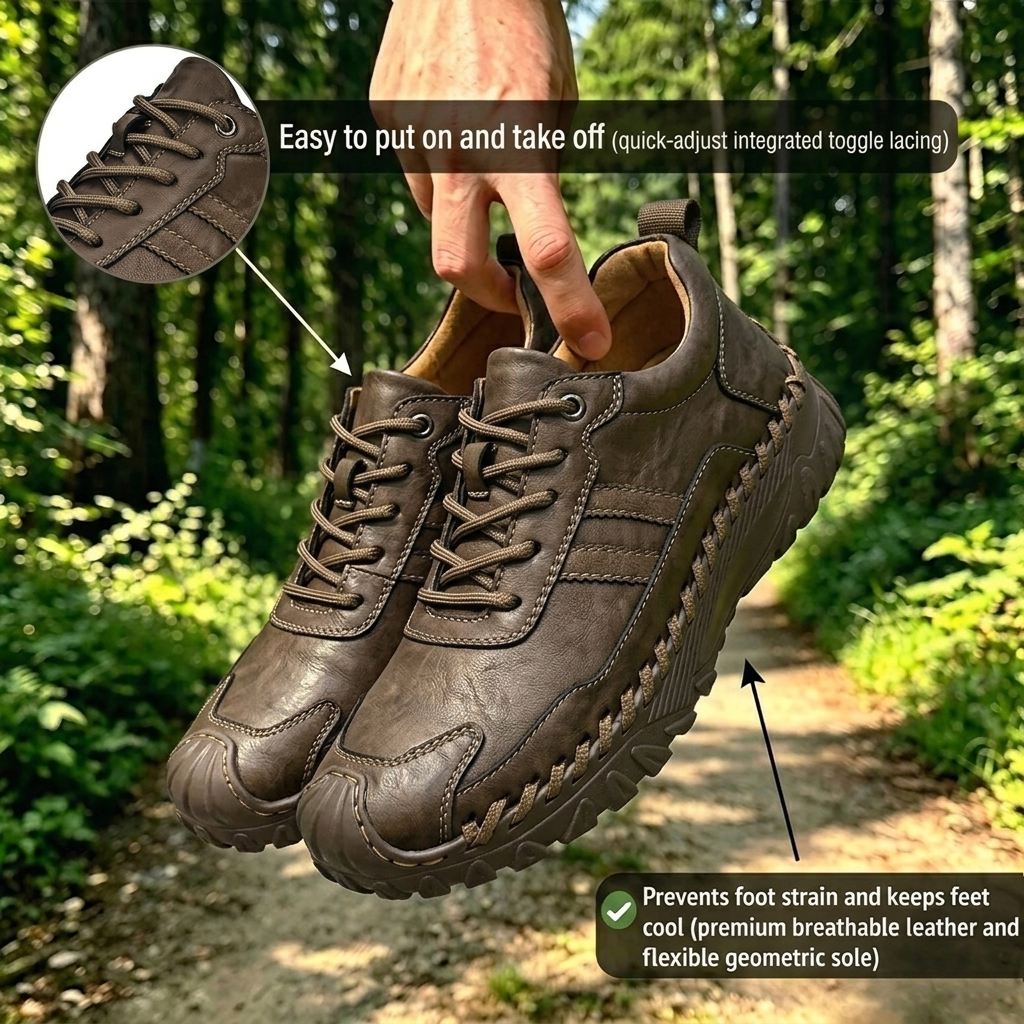 Hand-stitched - Ailongcity® Lace-Up Outdoor Brown  Shoes: Rugged Craftsmanship for Everyday Exploration