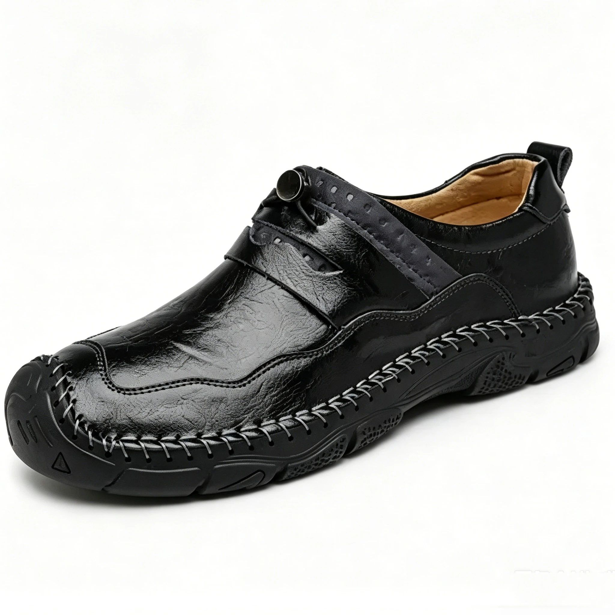 Tan Crafted - Ailongcity® Slip-On Casual Leather Shoes: Artisan Design with Effortless Everyday Appeal