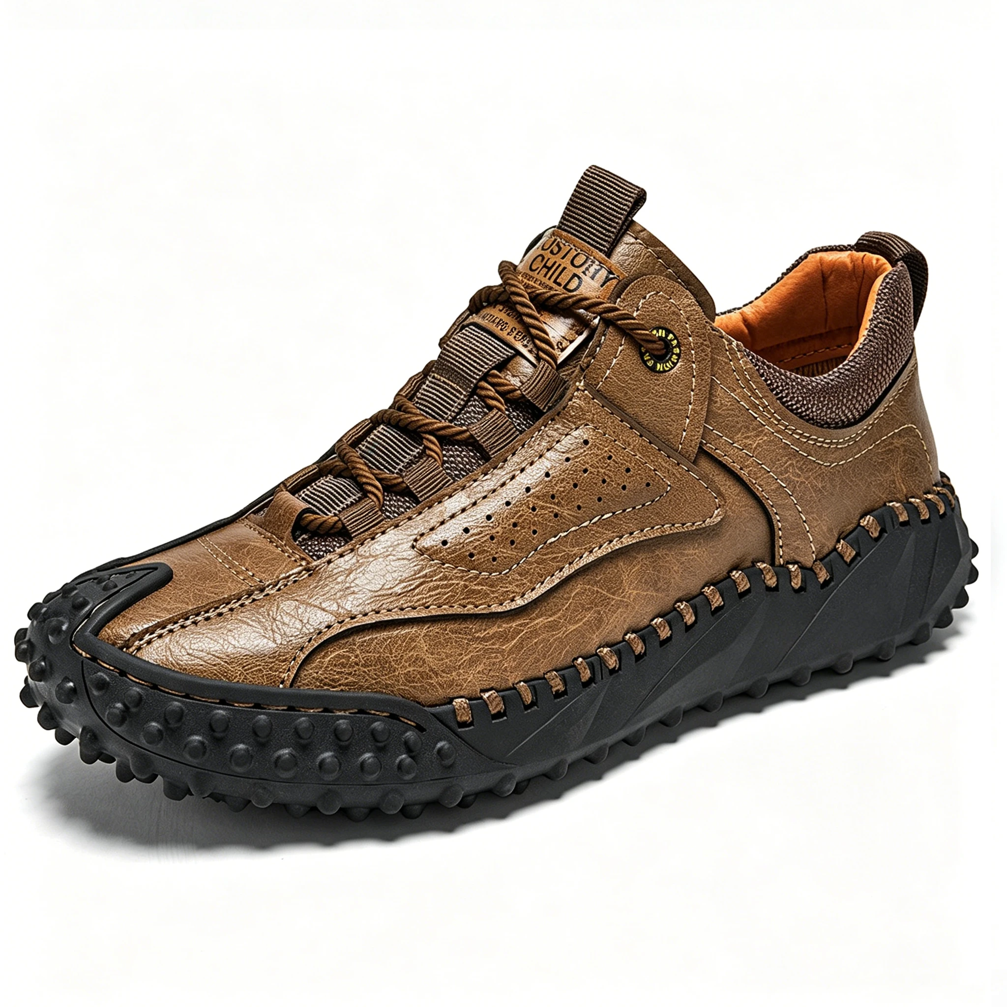 Rugged Grip - Ailongcity® Outdoor Brown Sneakers: Trail-Ready Toughness with Artisan Craftsmanship co-Friendly Leather Orthopedic Shoes