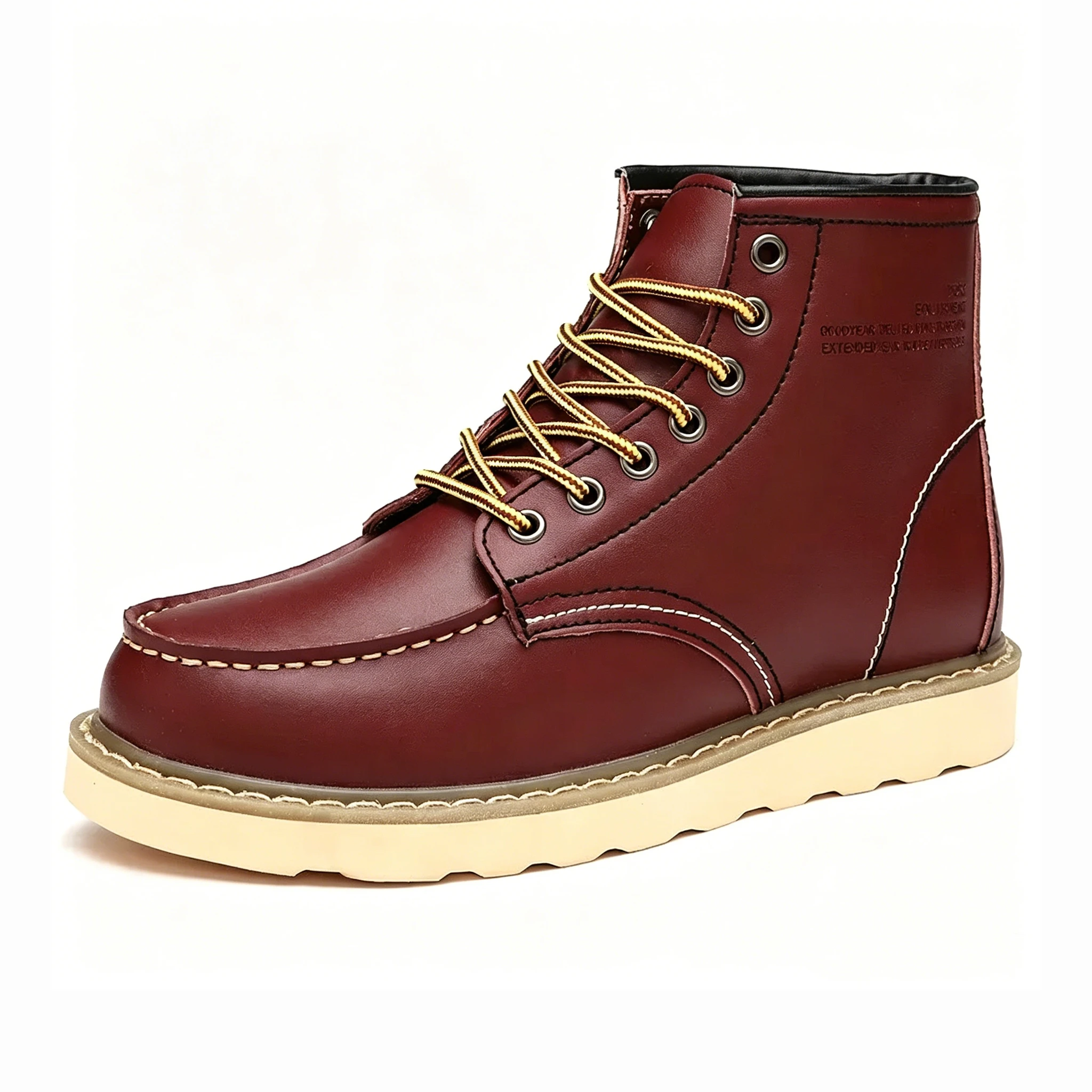 Burgundy Classic - Ailongcity® Lace-Up Work Boots: Timeless Toughness with Retro Flair