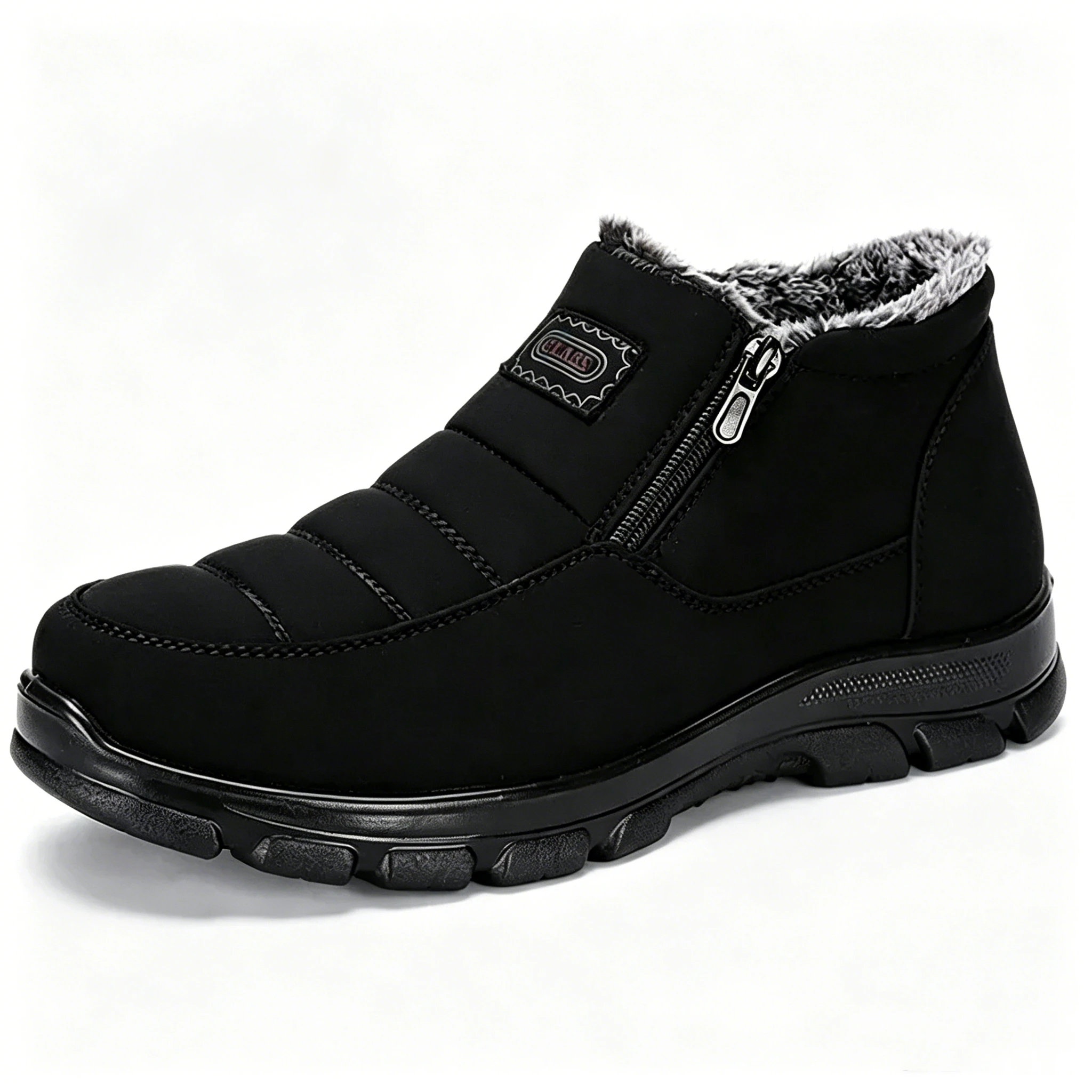 Black Fleece - Ailongcity® Lined Winter Ankle Boots Cozy Warmth with Convenient Zipper Design for Cold Days