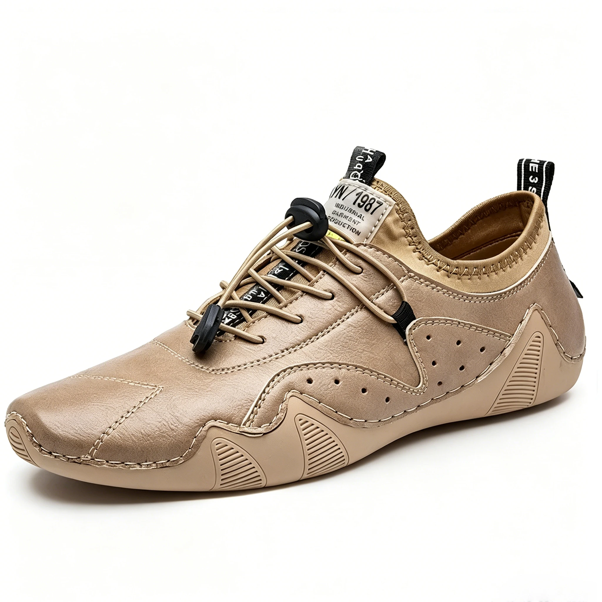 Tan Quick-Lace - Ailongcity® Crafted Casual Leather Shoes: Artisan Detailing with Effortless Wearability for Urban Explorers