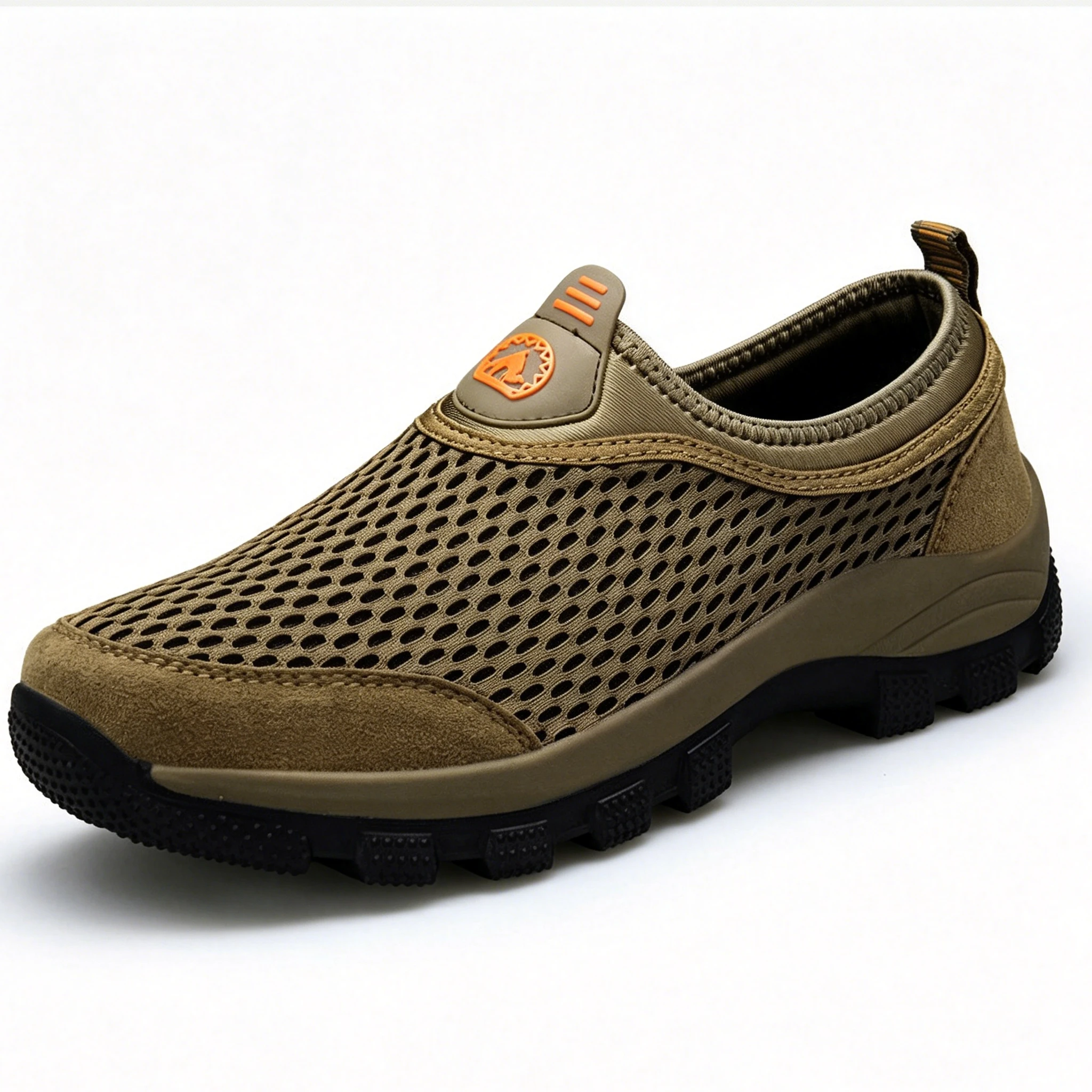 Khaki Mesh - Ailongcity® Slip-On Outdoor Hiking Shoes Max Breathability for Trail Explorers