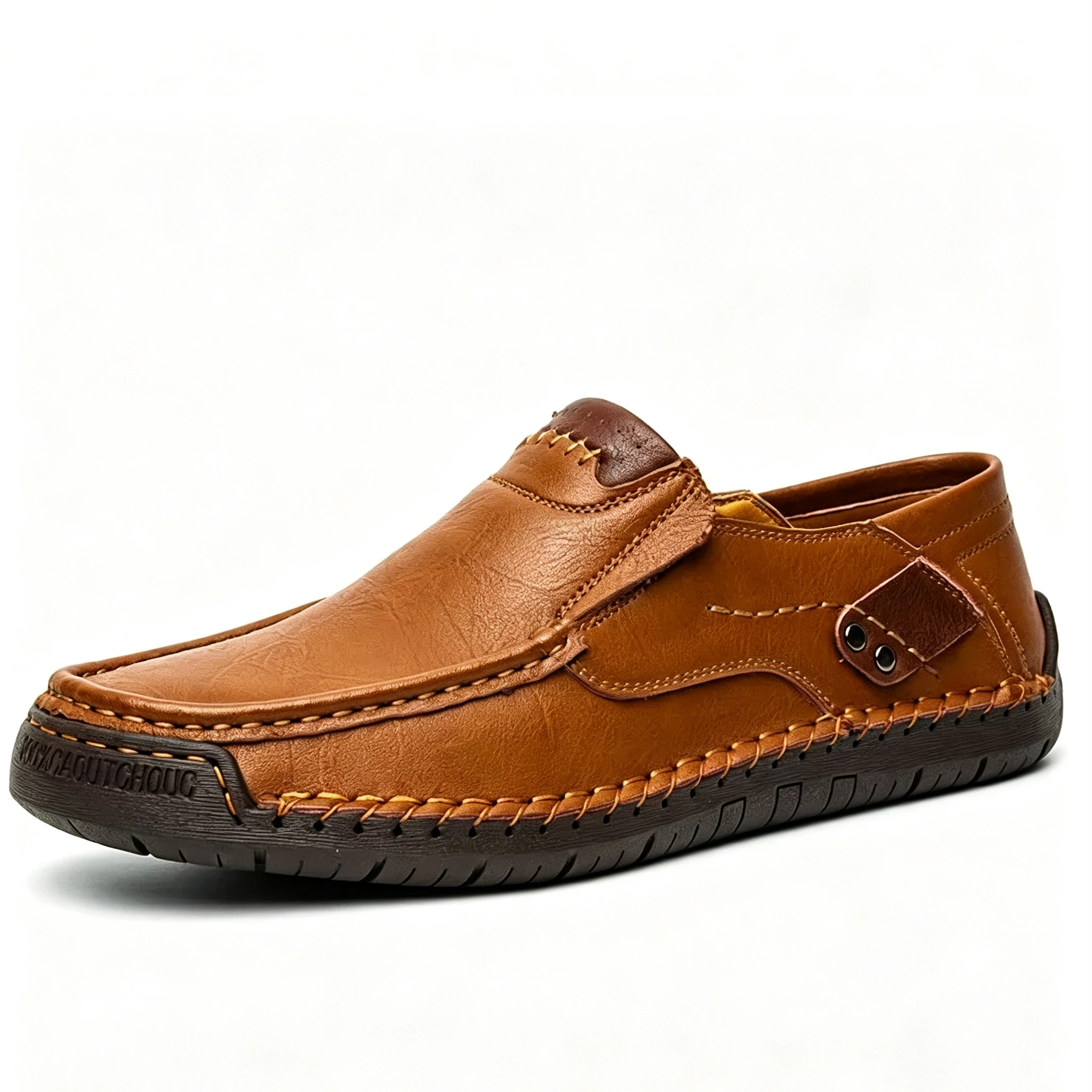 Brown Craft Loafer - Ailongcity® Timeless Leather Comfort for Effortless Daily Eleganc Men's Handmade Genuine Leather Slip-On Loafers by Ailongcity®