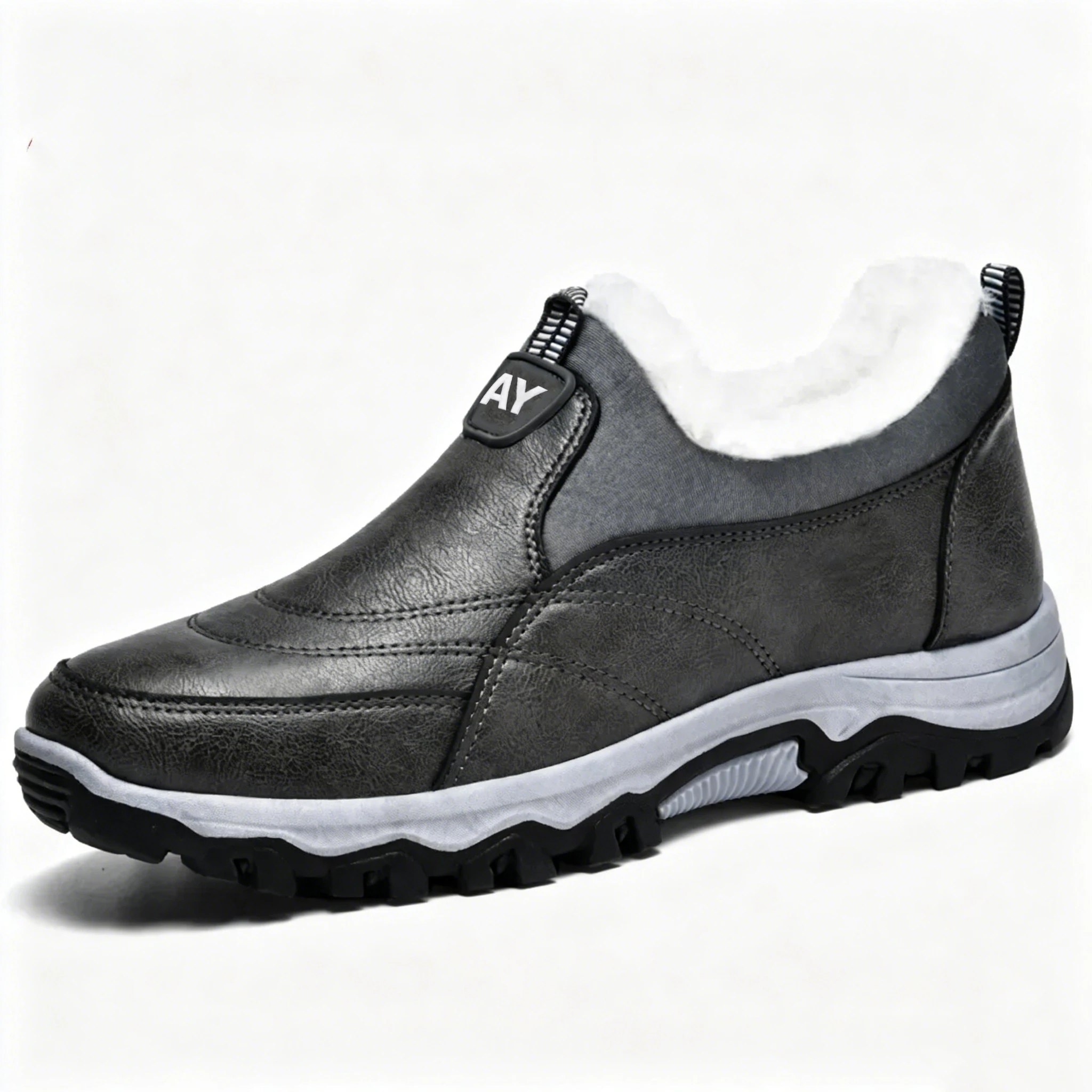 Fleece-Lined - Ailongcity® Brown Leather Winter Slip-On Boots: Rugged Warmth with Effortless Style for Cold-Weather Adventures