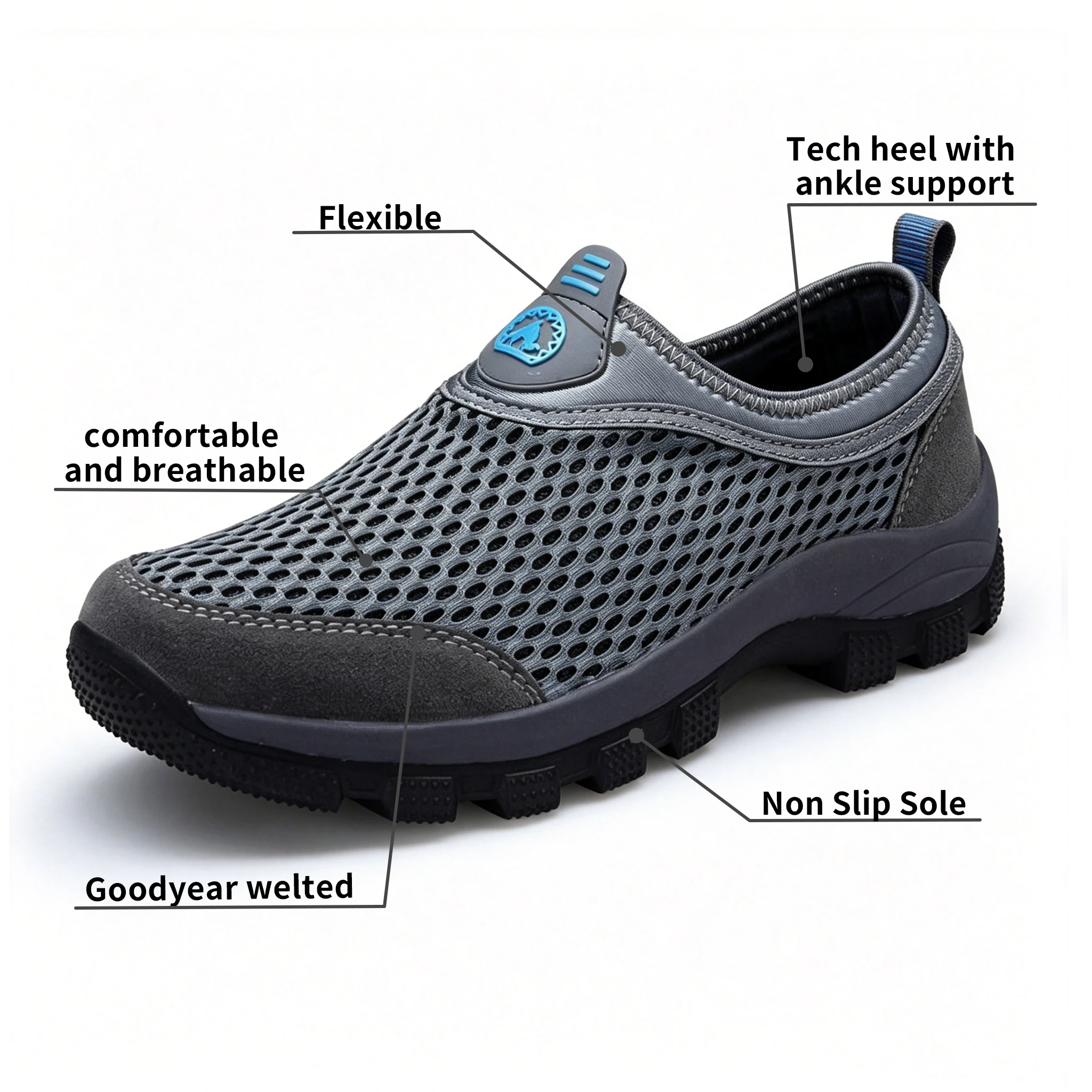 Khaki Mesh - Ailongcity® Slip-On Outdoor Hiking Shoes Max Breathability for Trail Explorers